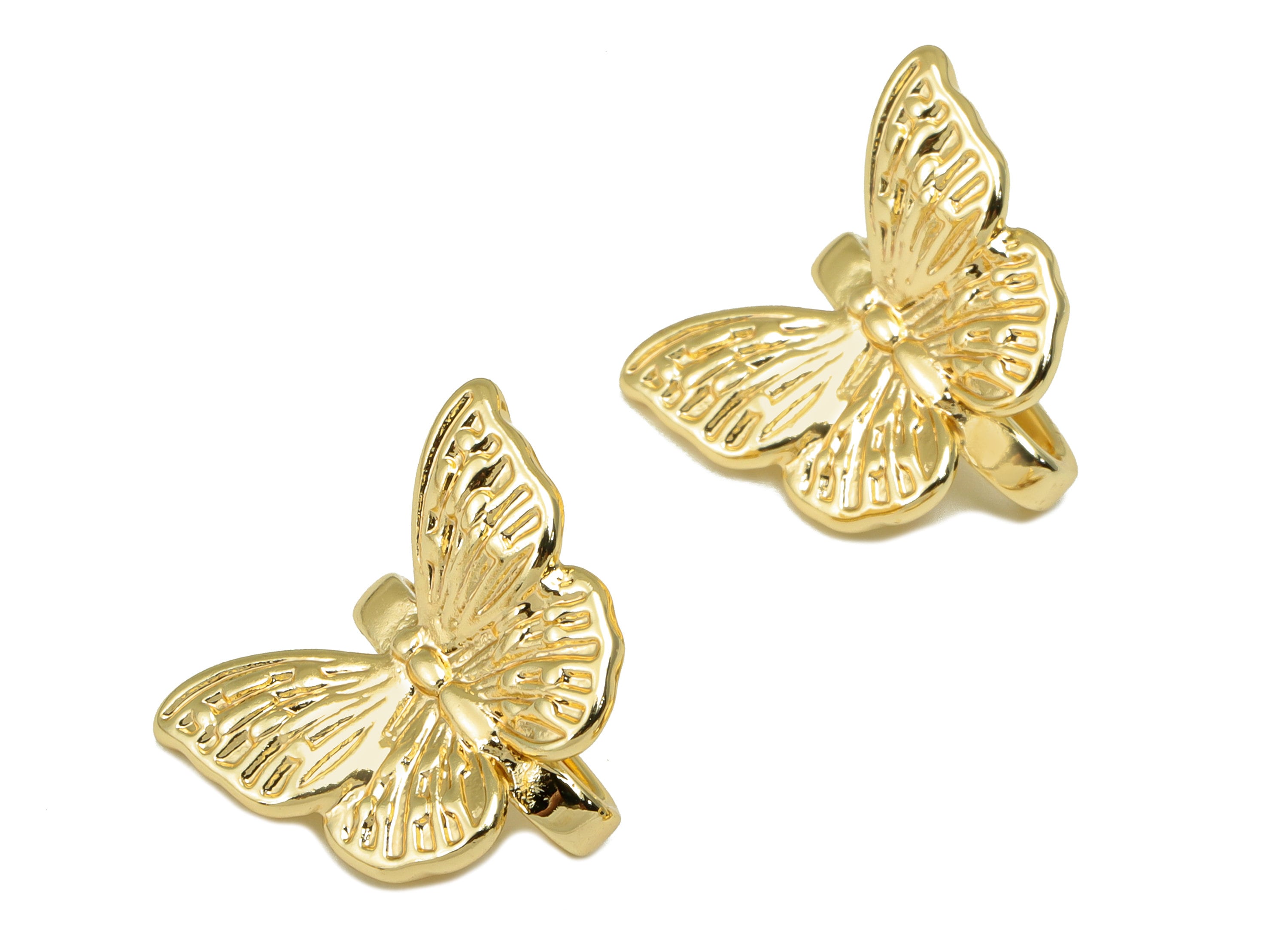 Brass Butterfly Hook - Gold Butterfly Hook with Loop - Brass Animal with Hook - 18k Real Gold Plated - 13.97x 18.65 x 1.46mm- RGP6487 - DOMEDBAZAAR