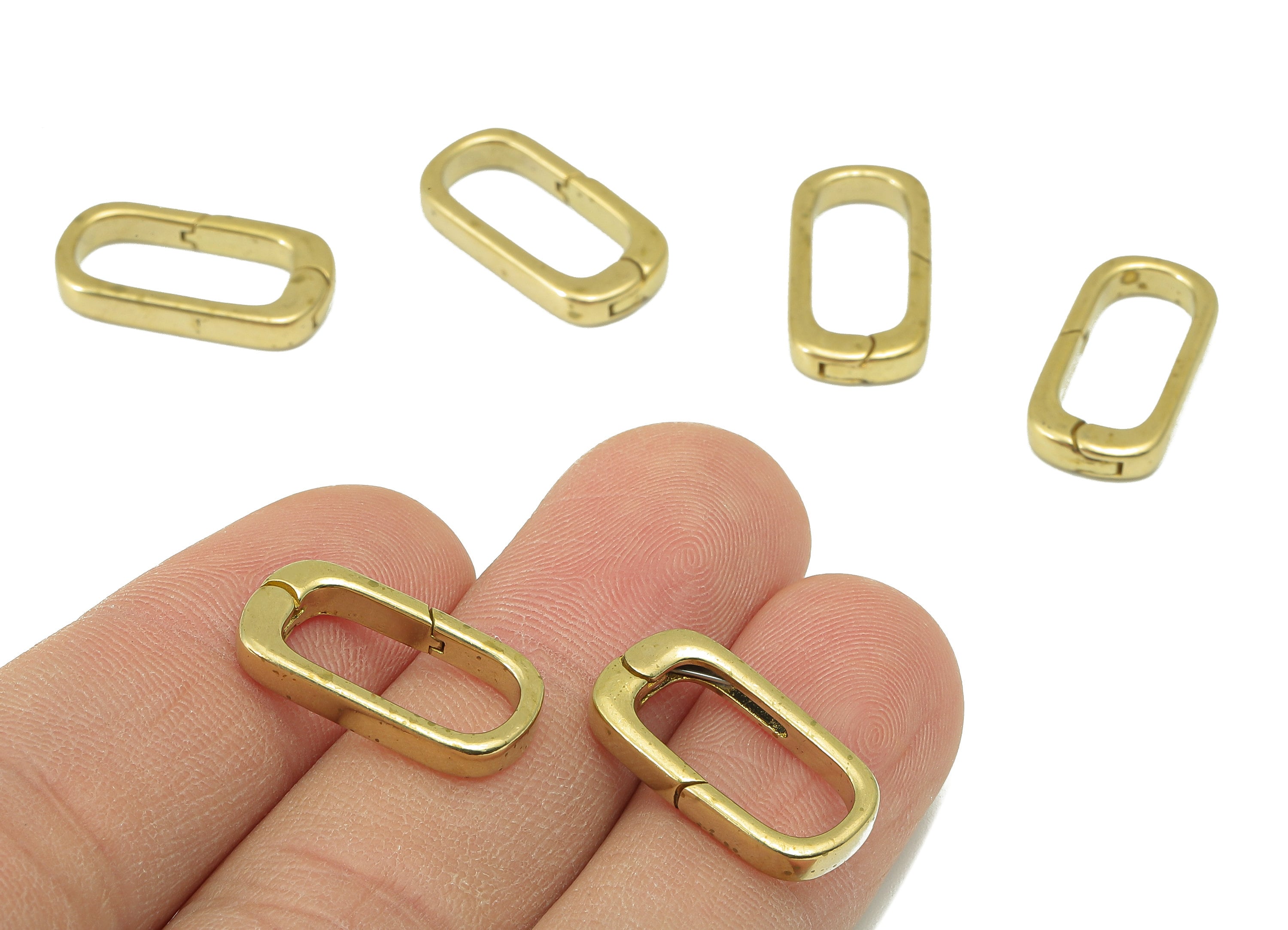Brass Oval Rectangle Clasp - Raw Brass Hoop Clasp - Brass Hoop Clasp- Jewelry Supplies - For Necklace -20.15 x 9.88 x 3.14mm- PP8300 - DOMEDBAZAAR