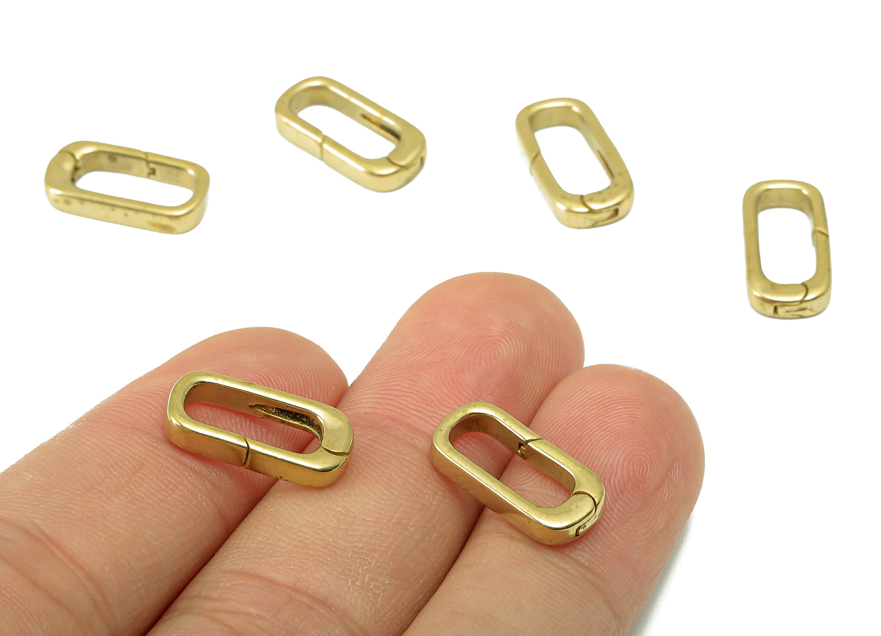 Brass Oval Rectangle Clasp - Raw Brass Hoop Clasp - Brass Hoop Clasp- Jewelry Supplies - For Necklace - 16.46 x 8.15 x 1.52mm- PP8307 - DOMEDBAZAAR