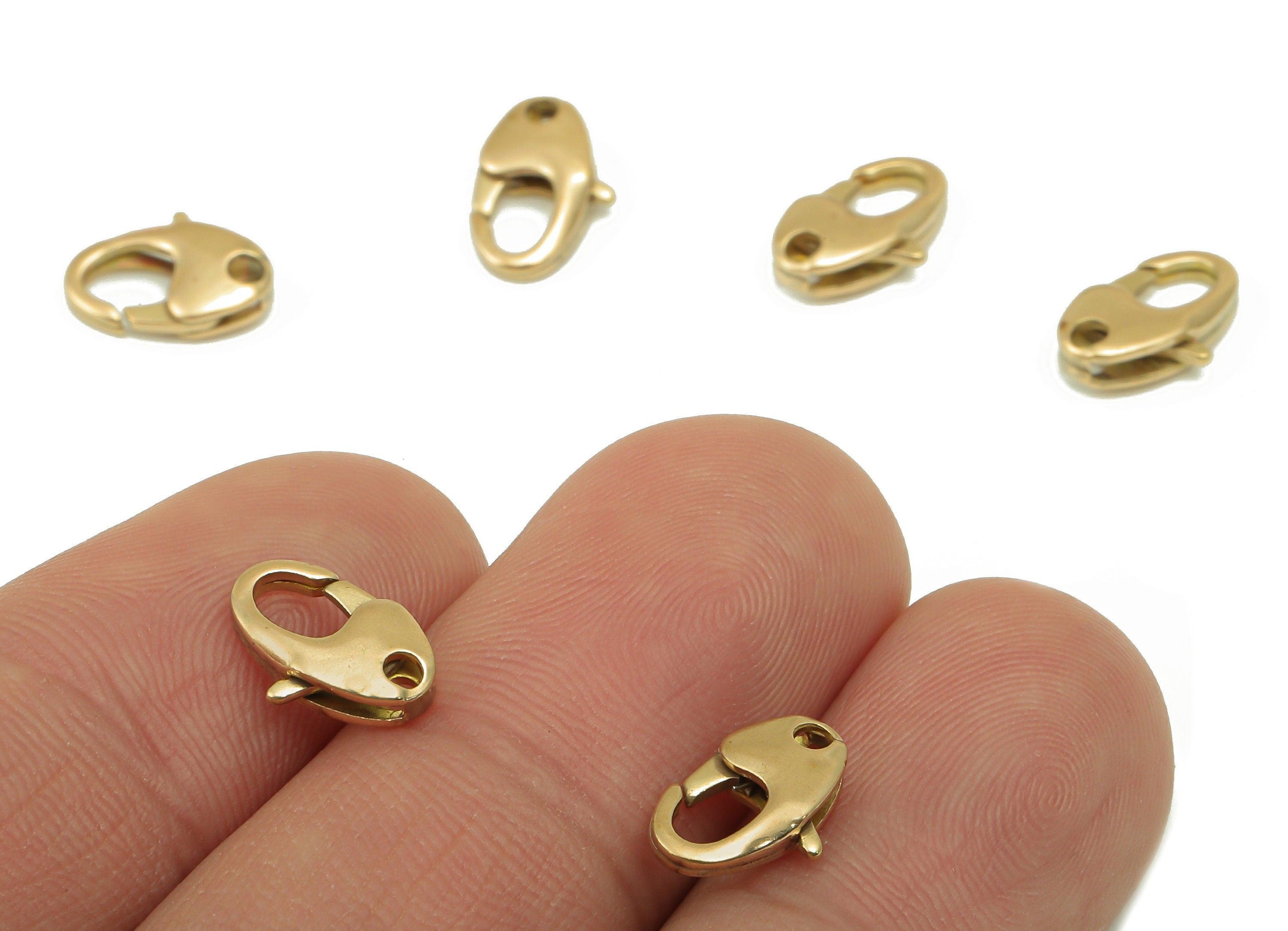 Brass Lobster Clasp - Raw Brass Semi Lobster Clasp - Gold Parrot Clops With Hoop - Jewelry Making -10.66x7x2.85mm- PP8546 - DOMEDBAZAAR