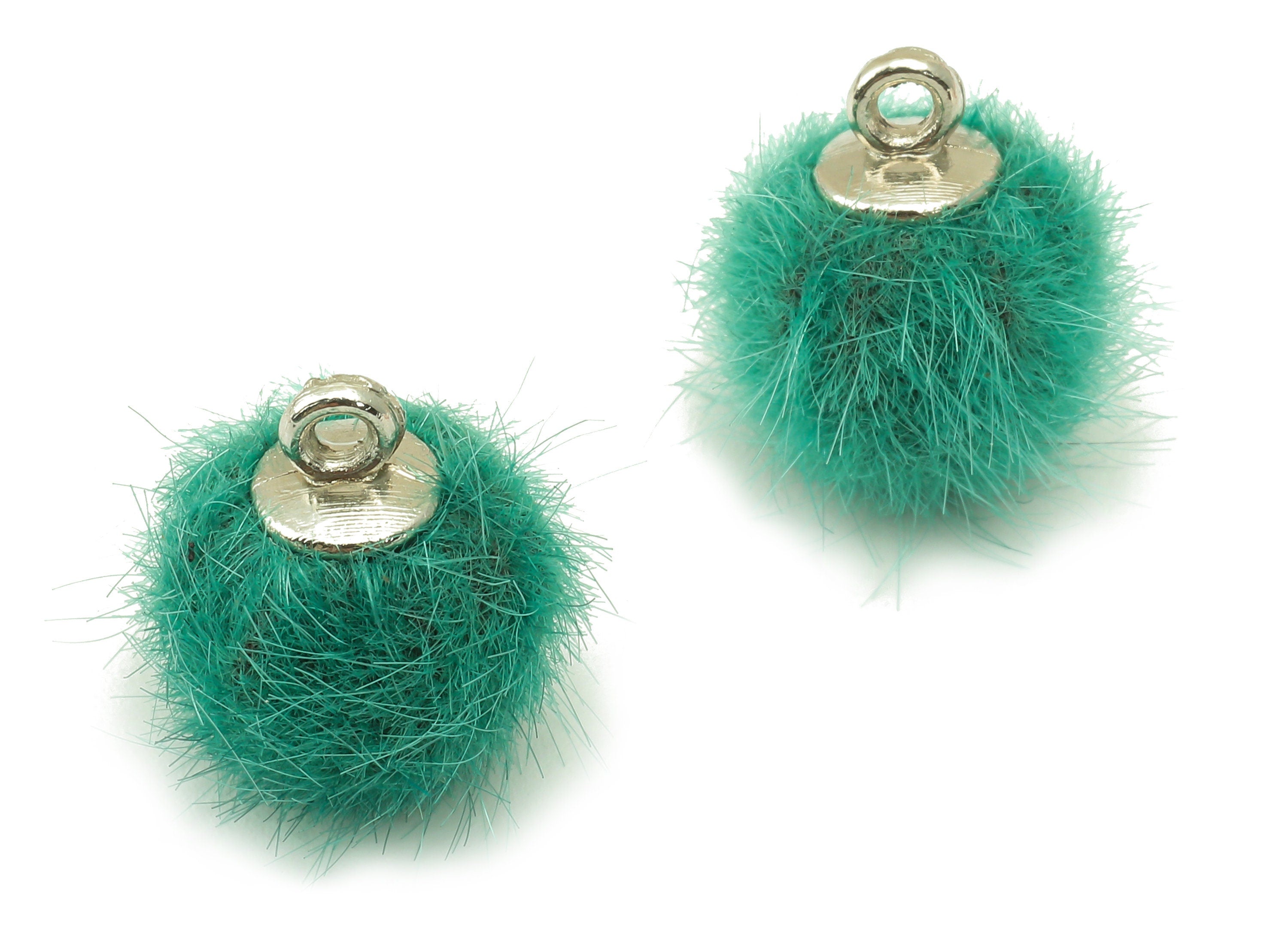 Pom Pom Earring Charms - Fur Ball Pendant - Aluminum Alloy - Earring Findings - Jewelry Accessories - 15 x 10 x 10mm - TT1001CRS - DOMEDBAZAAR