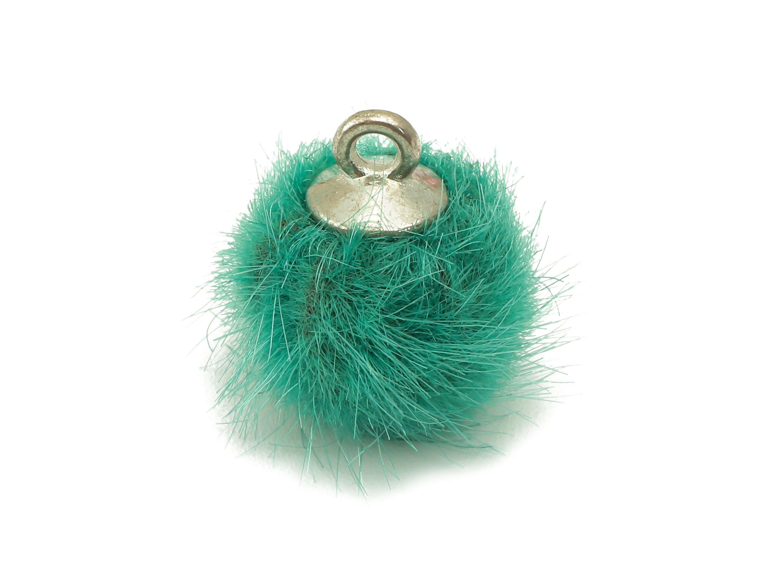 Pom Pom Earring Charms - Fur Ball Pendant - Aluminum Alloy - Earring Findings - Jewelry Accessories - 15 x 10 x 10mm - TT1001CRS - DOMEDBAZAAR
