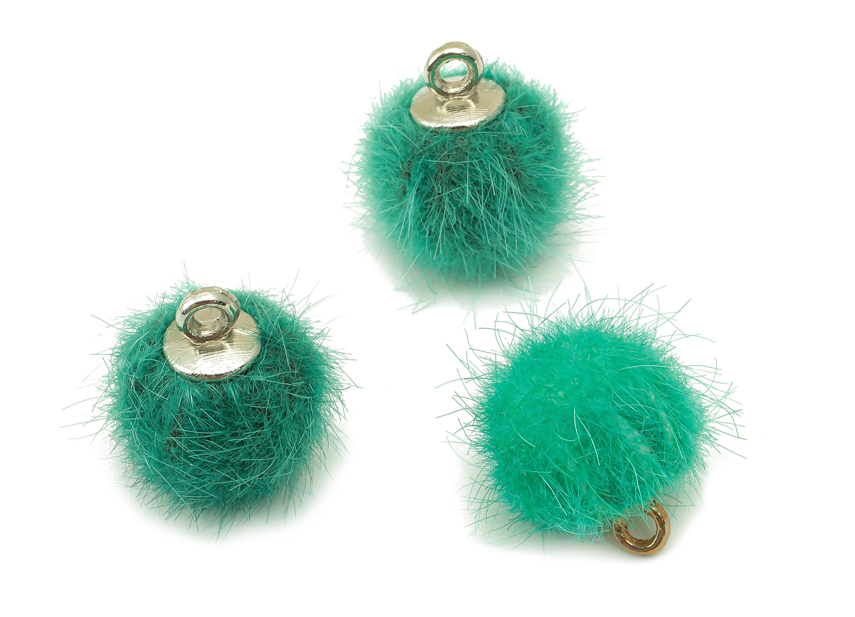 Pom Pom Earring Charms - Fur Ball Pendant - Aluminum Alloy - Earring Findings - Jewelry Accessories - 15 x 10 x 10mm - TT1001CRS - DOMEDBAZAAR
