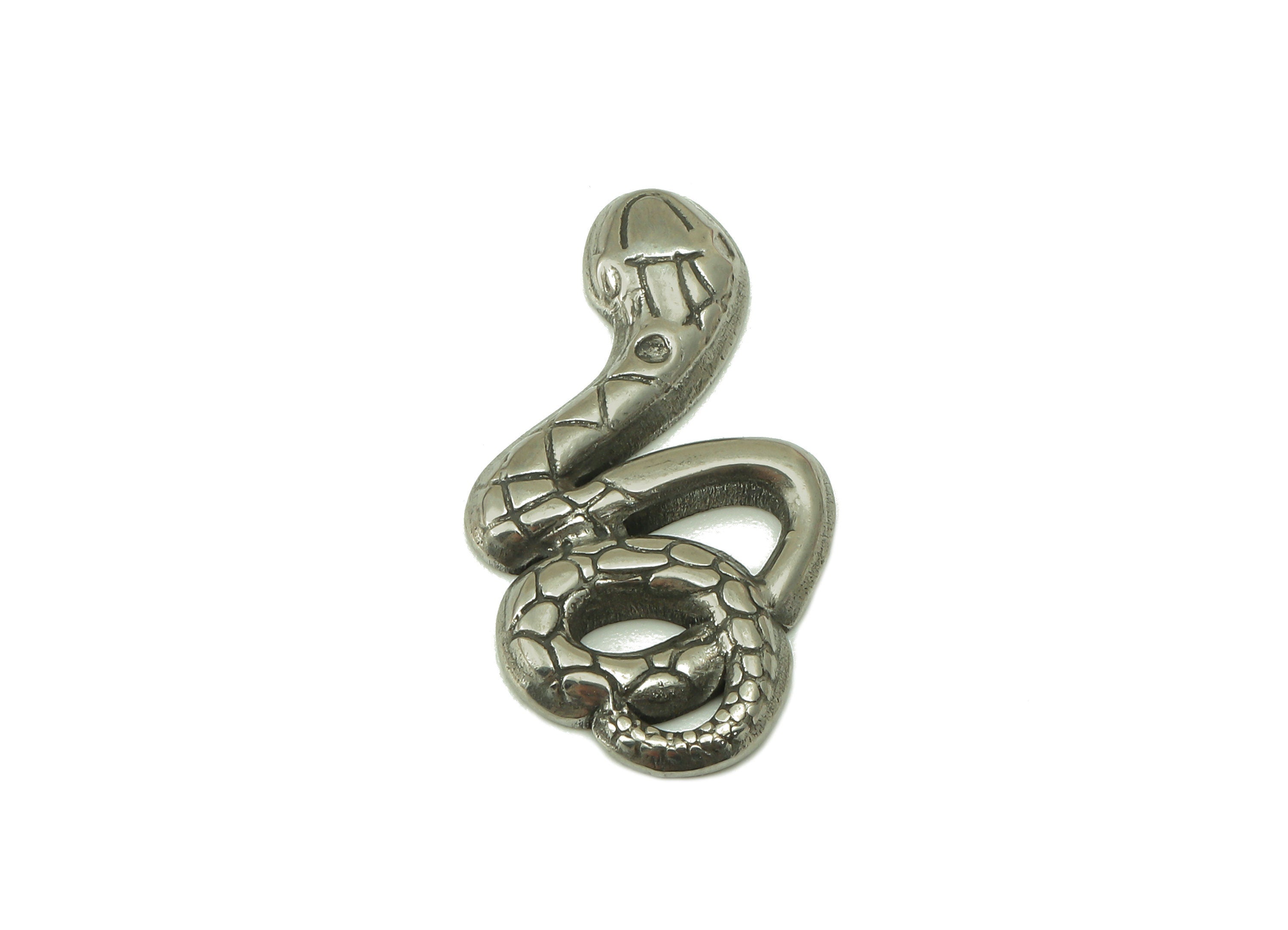 Stainless Steel Snake Earring Charms - Stainless Steel Snake - 304 Stainless Steel- Steel Textured Animal Charm - 34.83x18.26x2.4mm - SS1422 - DOMEDBAZAAR