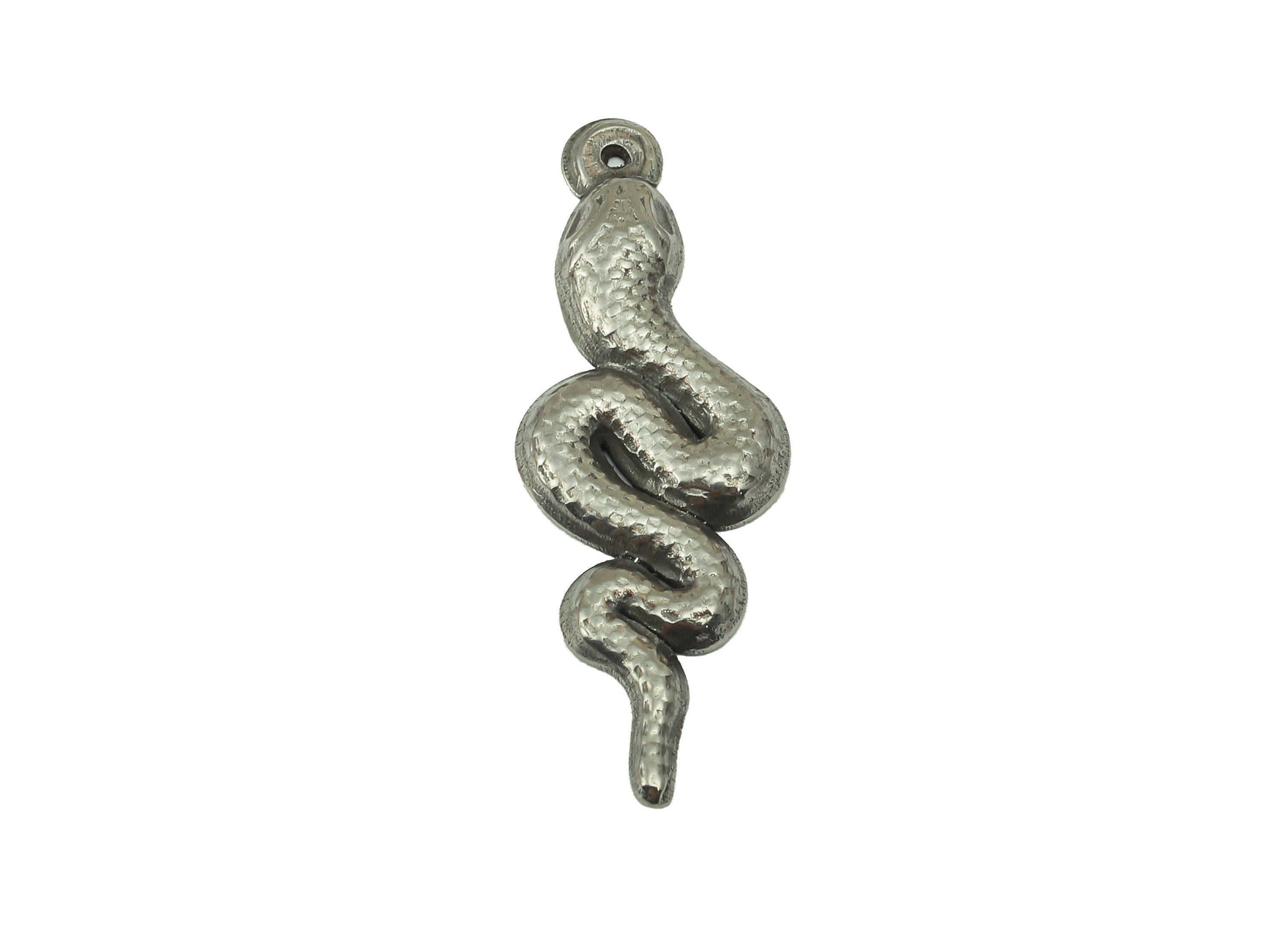 Stainless Steel Snake Earring Charms - Stainless Steel Snake - Steel Snake Pendant- Steel Textured Animal Charm -30.97x10.7x 2.26mm - SS1426 - DOMEDBAZAAR