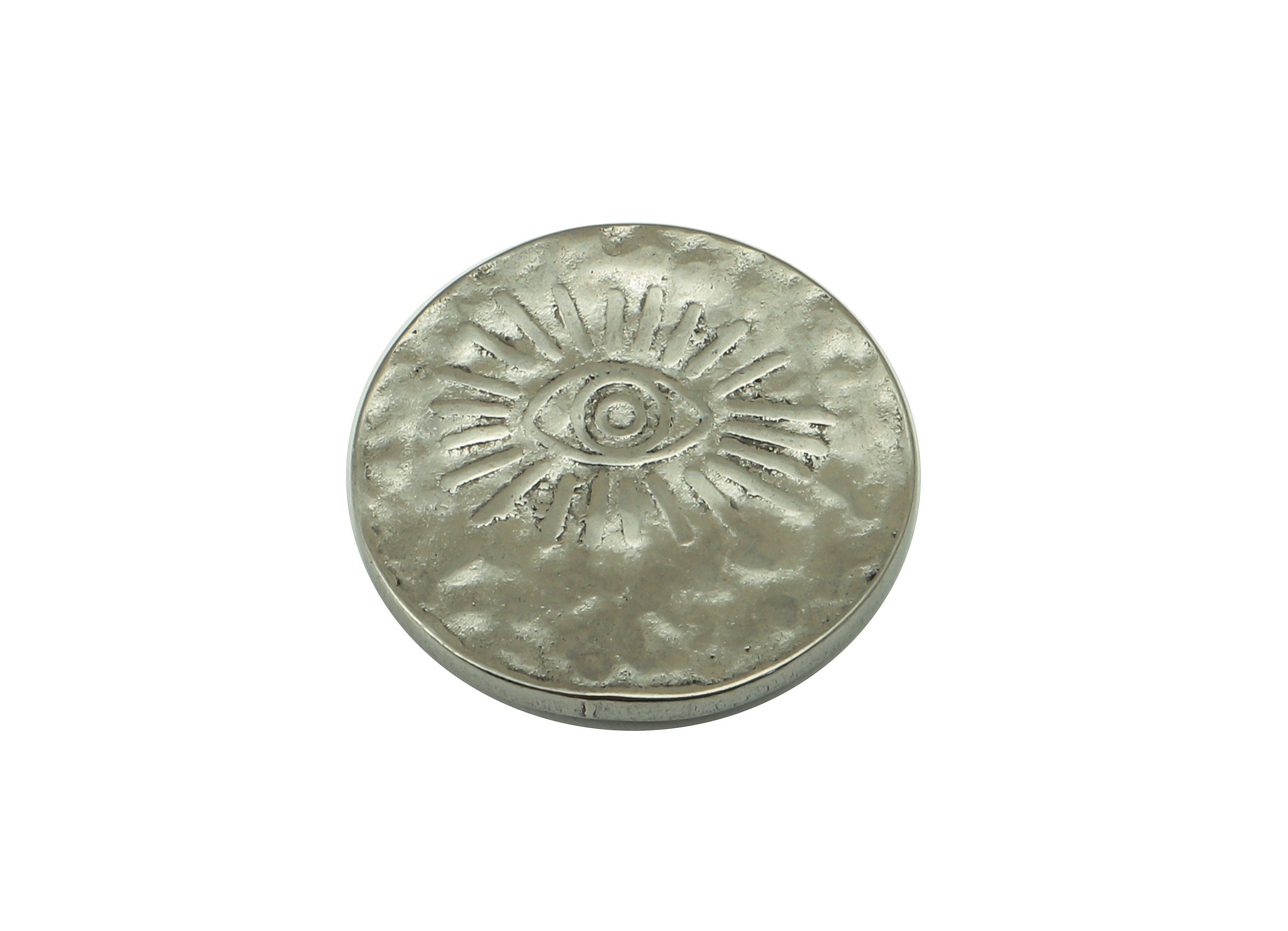 Stainless Steel Eye - Steel Hammered Sun Disc - For Earring - Steel Hammered Charm - Steel Round Disc - 16.27x 16.27 x 1.28mm - SS1443 - DOMEDBAZAAR