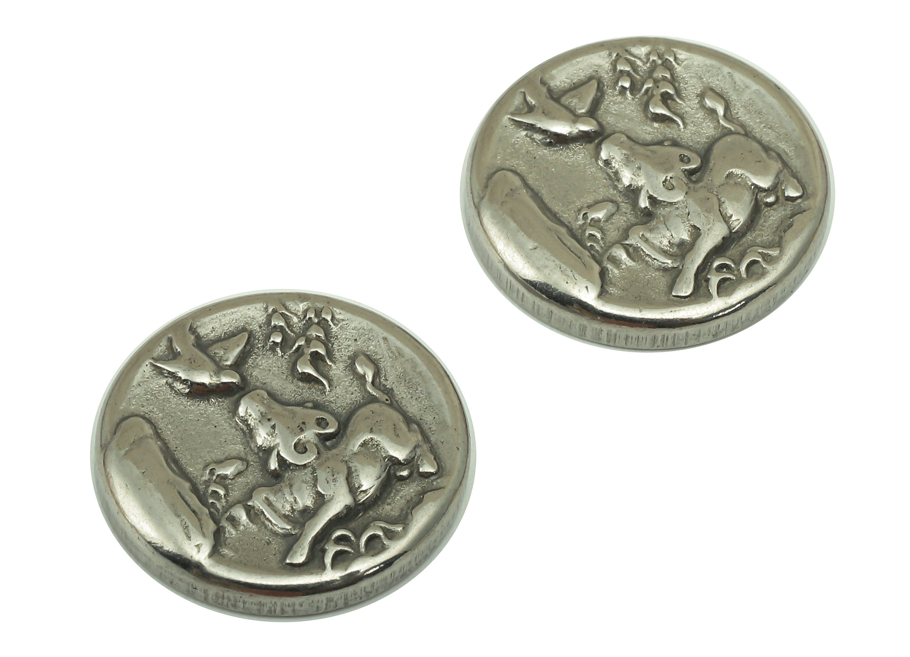 Stainless Steel Cow Earring - Steel Round Disc Bird Earring - 304 Stainless Steel- For Earring - Steel Leaf -15x15x 1.93mm - SS1445 - DOMEDBAZAAR