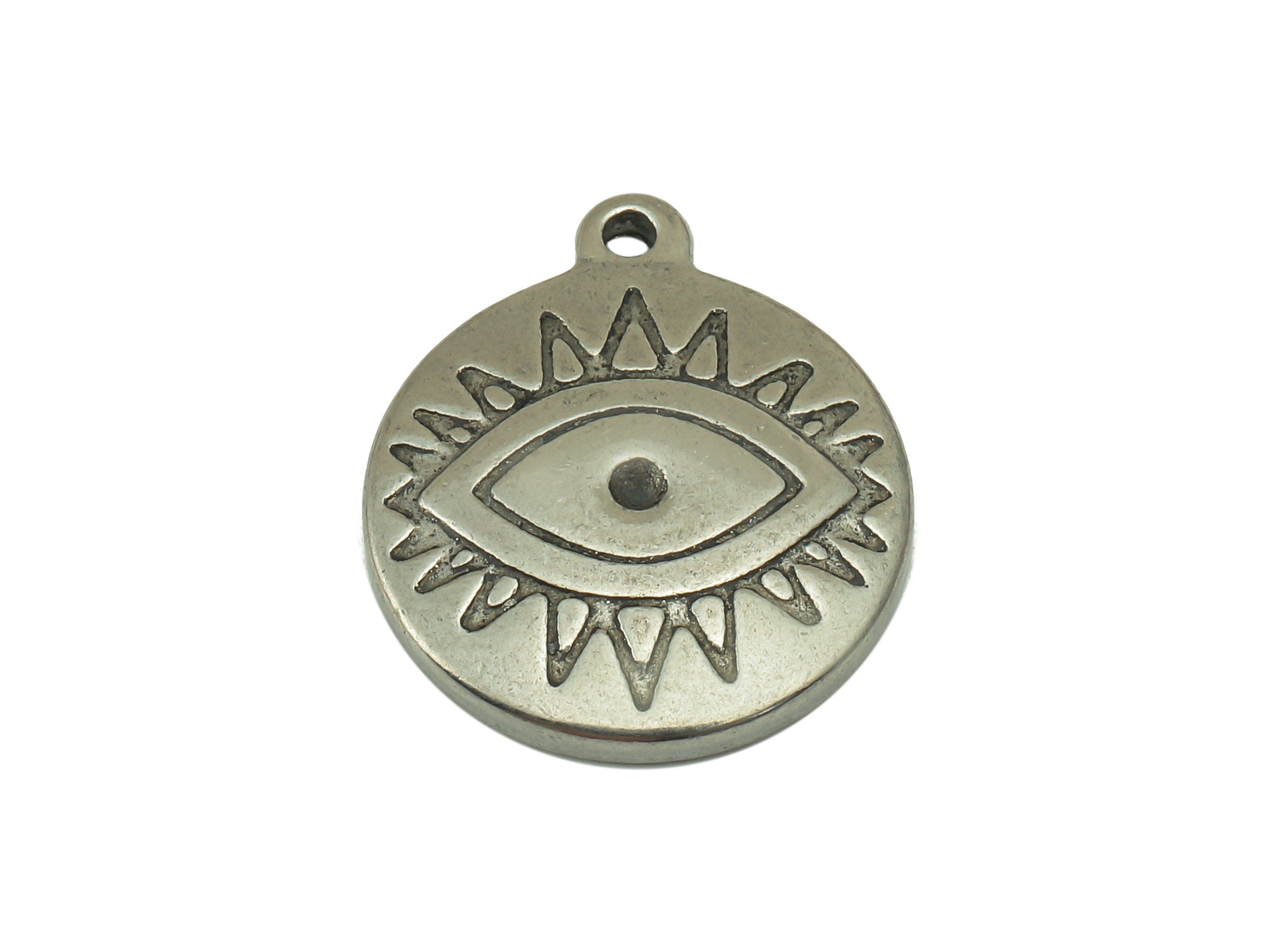 Stainless Steel Eye Earring Charm - Steel Round Eyelash Earring Charm - 304 Stainless Steel - Steel Charm -20.24x 17.14 x 2.73mm - SS1446 - DOMEDBAZAAR