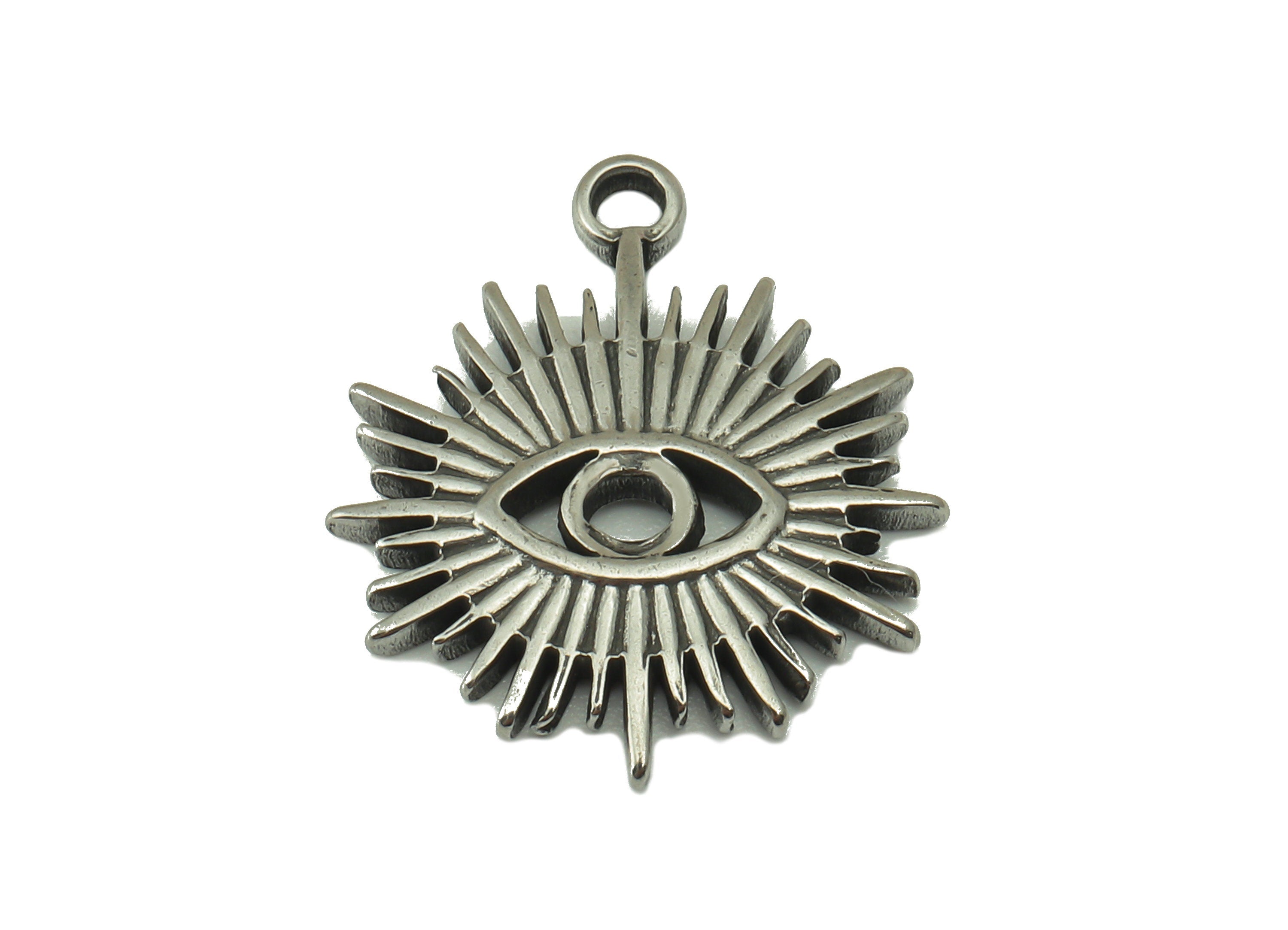 Stainless Steel Sun Earring Charm - Steel Sun Eye Charm - 304 Stainless Steel -Steel Sunshine Pendant -20.87x 18.33x 2.42mm - SS1453 - DOMEDBAZAAR