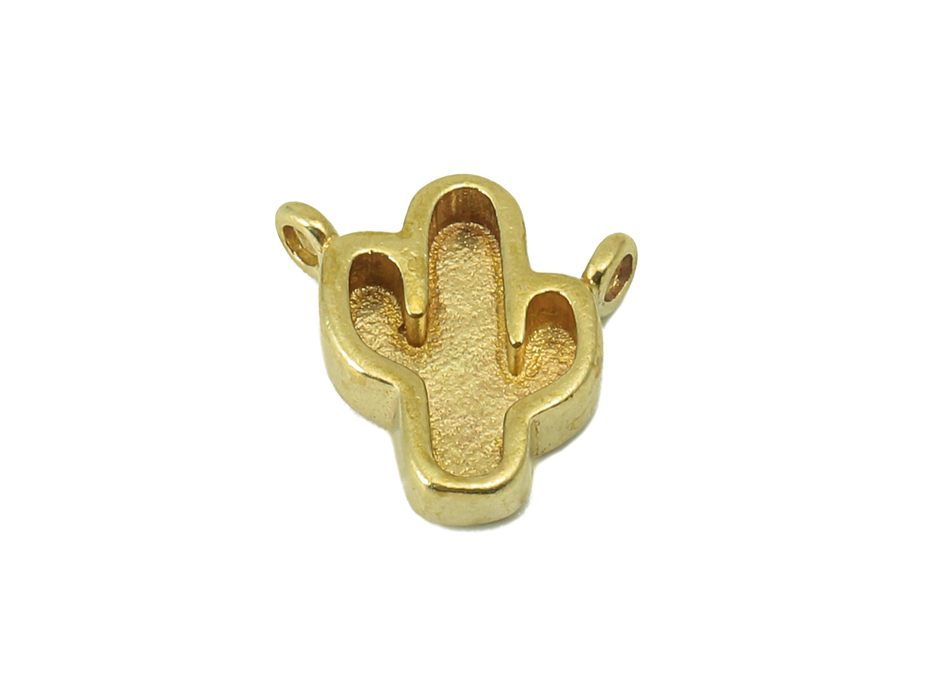 Brass Cactus Earring Charm - Raw Brass Cactus Charm - Brass Botanical Charm - Jewelry Supplies - For Necklace - 10.75x9.93x 2.21mm - PP8368 - DOMEDBAZAAR