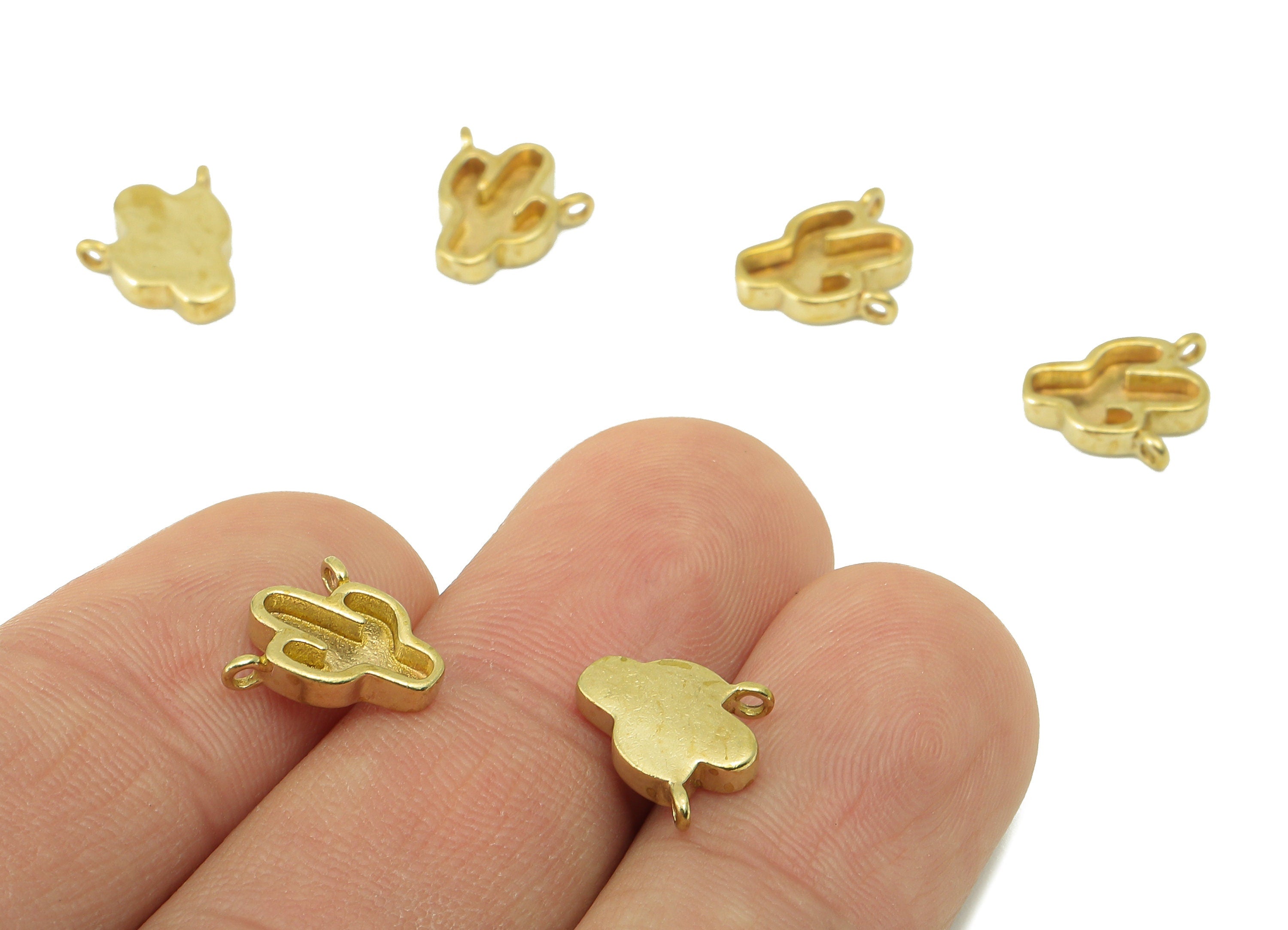 Brass Cactus Earring Charm - Raw Brass Cactus Charm - Brass Botanical Charm - Jewelry Supplies - For Necklace - 10.75x9.93x 2.21mm - PP8368 - DOMEDBAZAAR