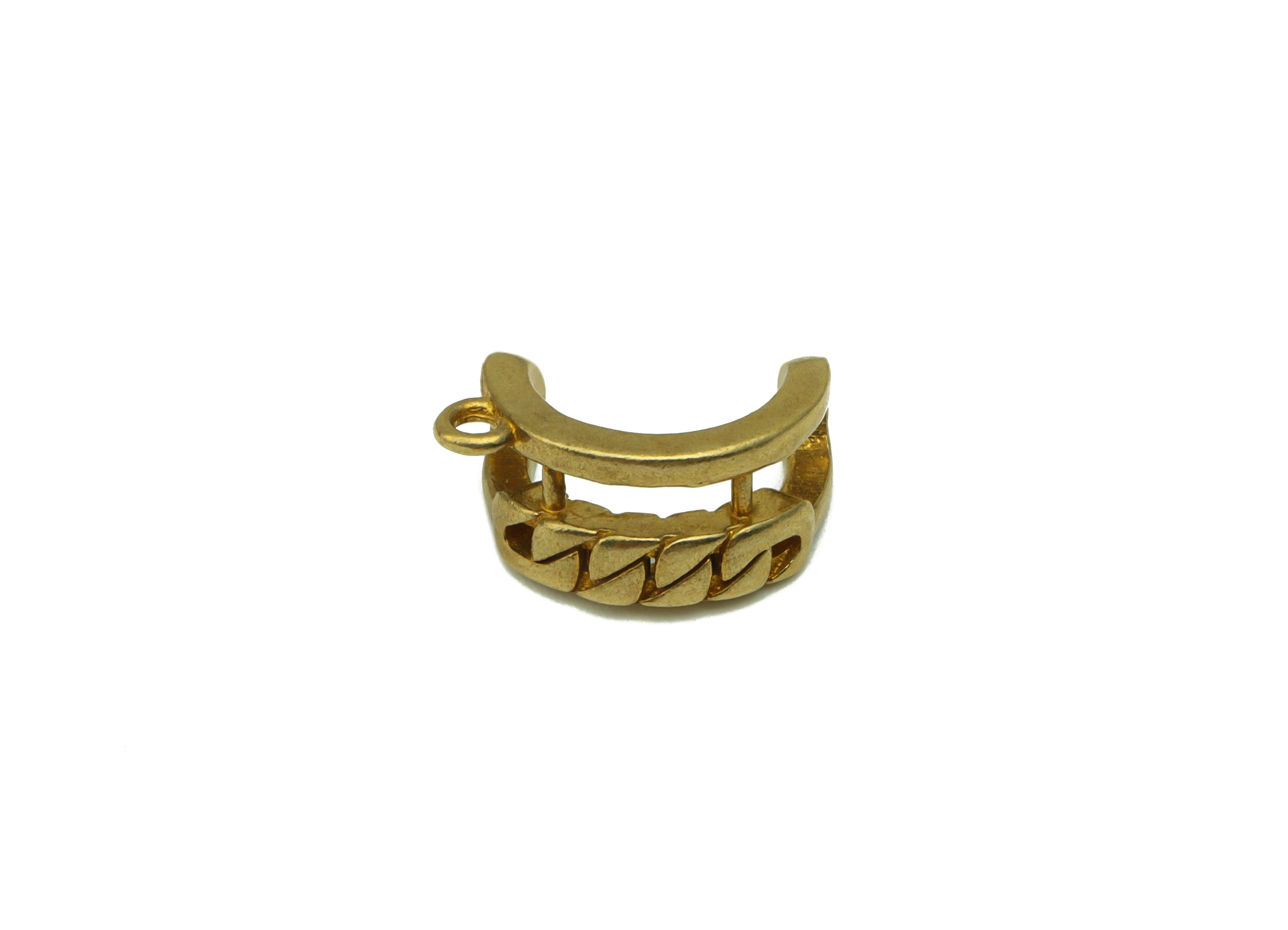 Brass Cuff Earring Charm - Raw Brass Ear Cuff with Loop - Textured Chain Earring Cuff - Cuff Ear Charm - 11.67 x 8.21 x 1.98mm - PP8140 - DOMEDBAZAAR