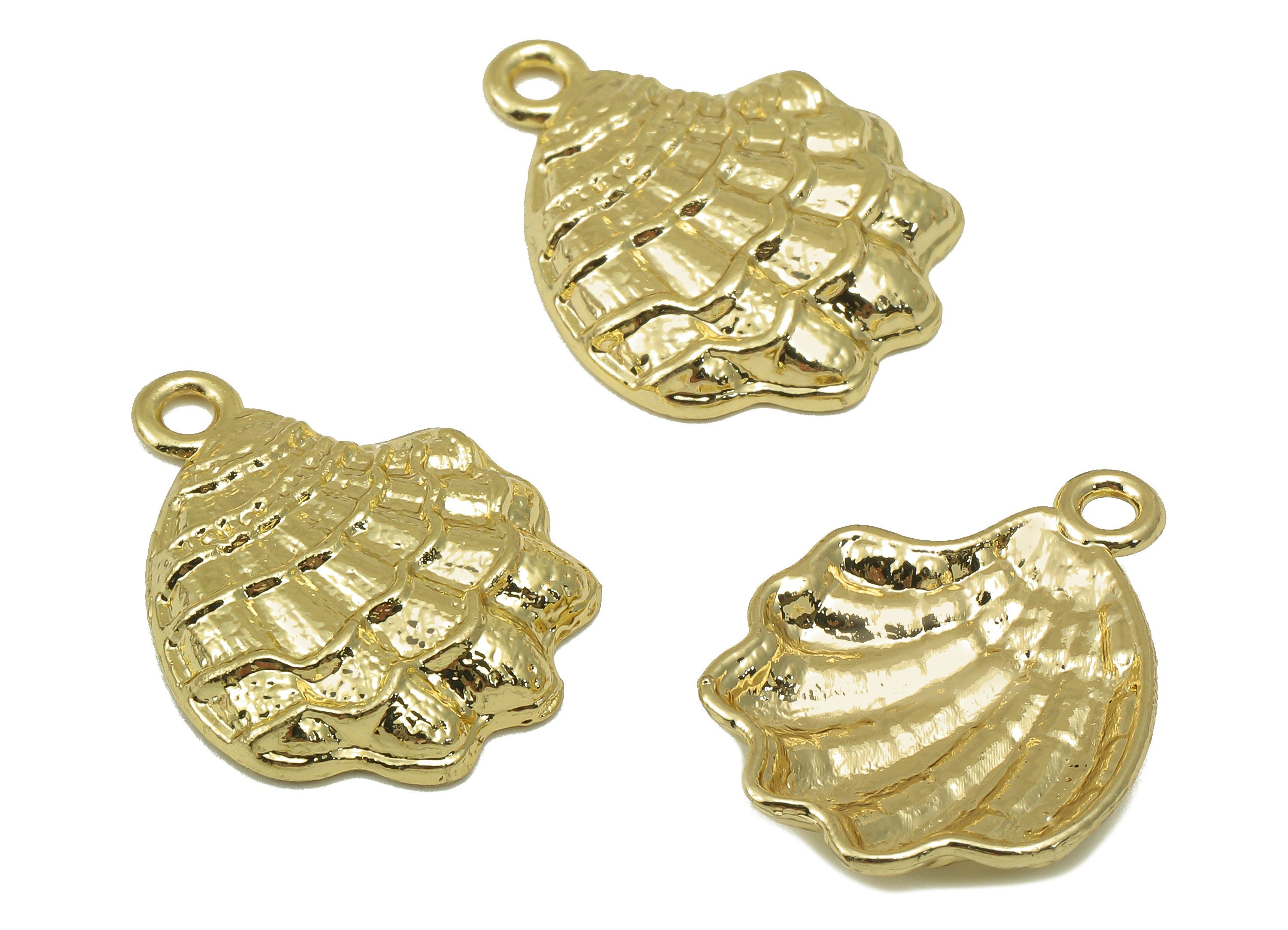 Alloy See Shell Charms - Zinc Alloy Marine Life Pendant -Zinc Alloy See Shell Charms - KC Gold Tone Plated -22.29 x 17.95 x 1.91mm - ZZ2041 - DOMEDBAZAAR