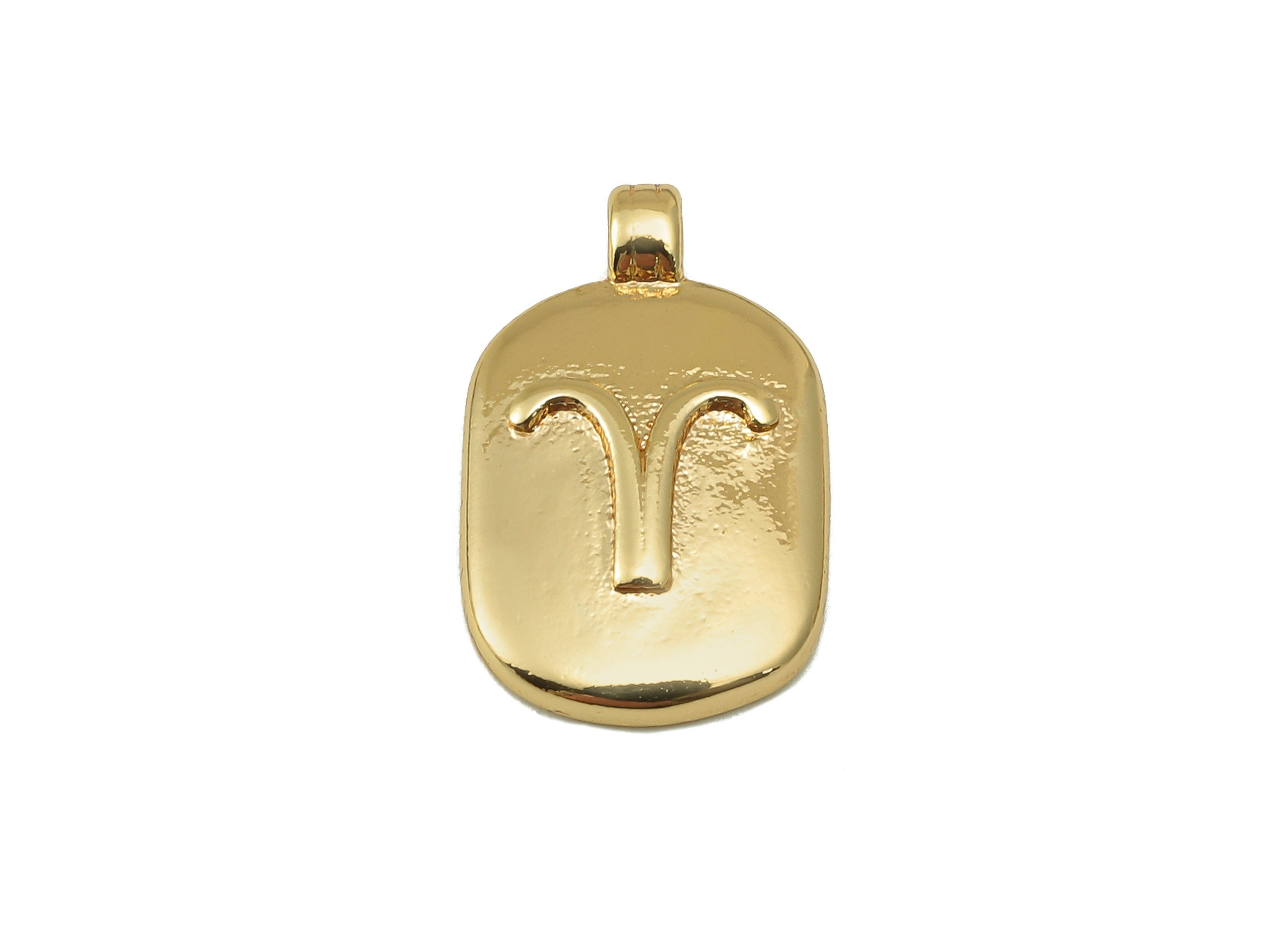 Brass Oval Earring Charm - Brass Constellation Earring -Textured Oval Aries Pendant -18K Real Gold Plated-JewelryMaking-18x11x2.7mm-RGP6669A - DOMEDBAZAAR