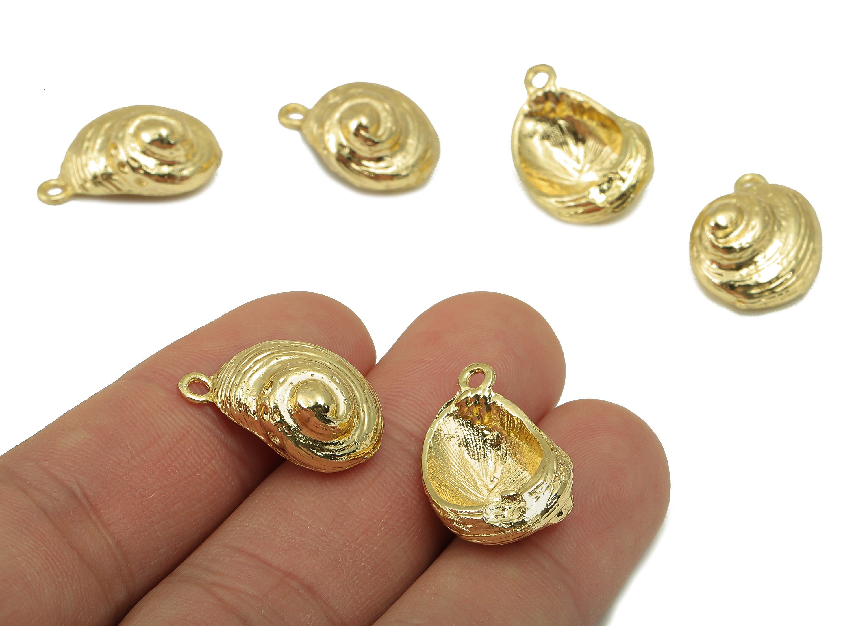 Alloy Conch Charms - Gold Cone Seashell Charm -Alloy Seashell Pendant - Zinc Alloy Cone Seashell- KC Gold Tone Plated -21x13x 3.19mm- ZZ2046 - DOMEDBAZAAR