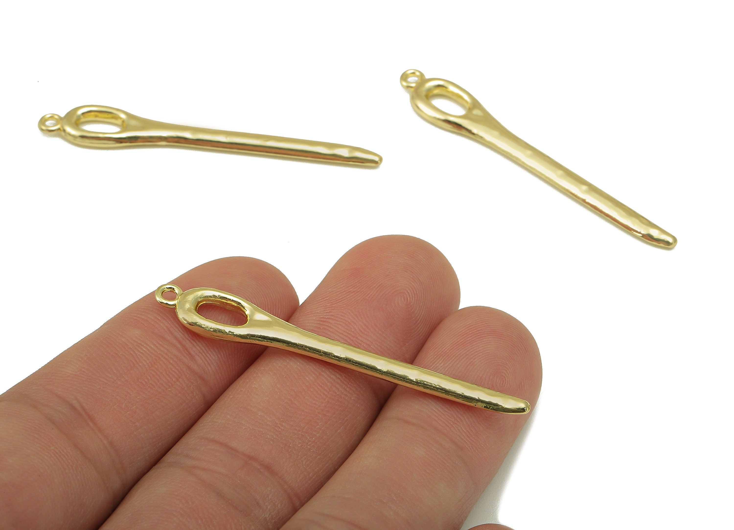 Alloy Needle charm - Zinc Alloy Spikes Pendant - Thick Needle Earring charm - Zinc Alloy Spikes -KC Gold Tone Plated- 49x7x2mm- ZZ2051 - DOMEDBAZAAR