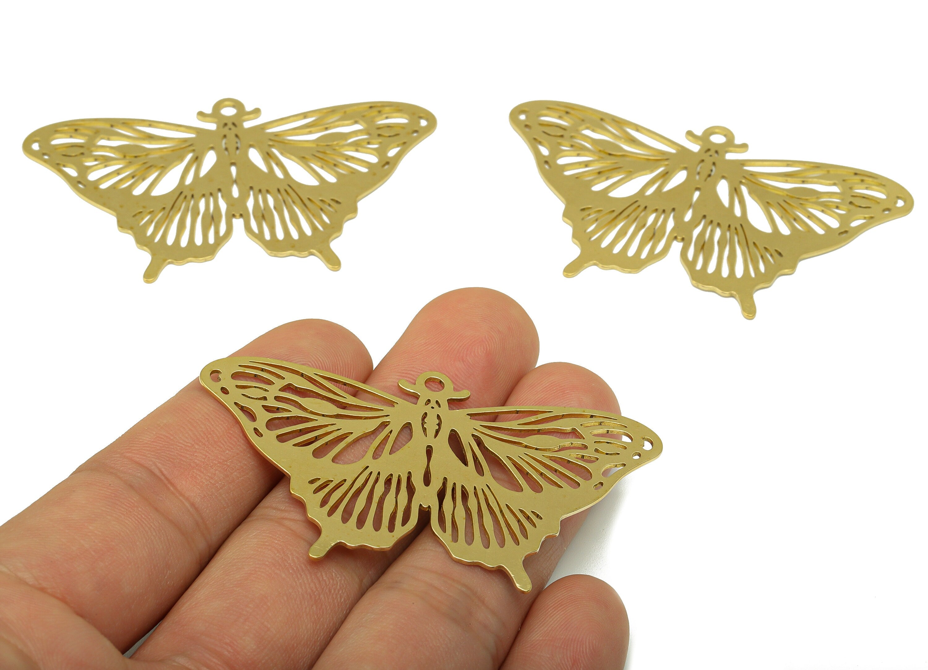 Brass Butterfly Charm - Brass Insect Laser Cut Pendant - Brass Animal Earring Charm - For Pendant -59.68x 36.15x 0.68mm - PP8521 - DOMEDBAZAAR