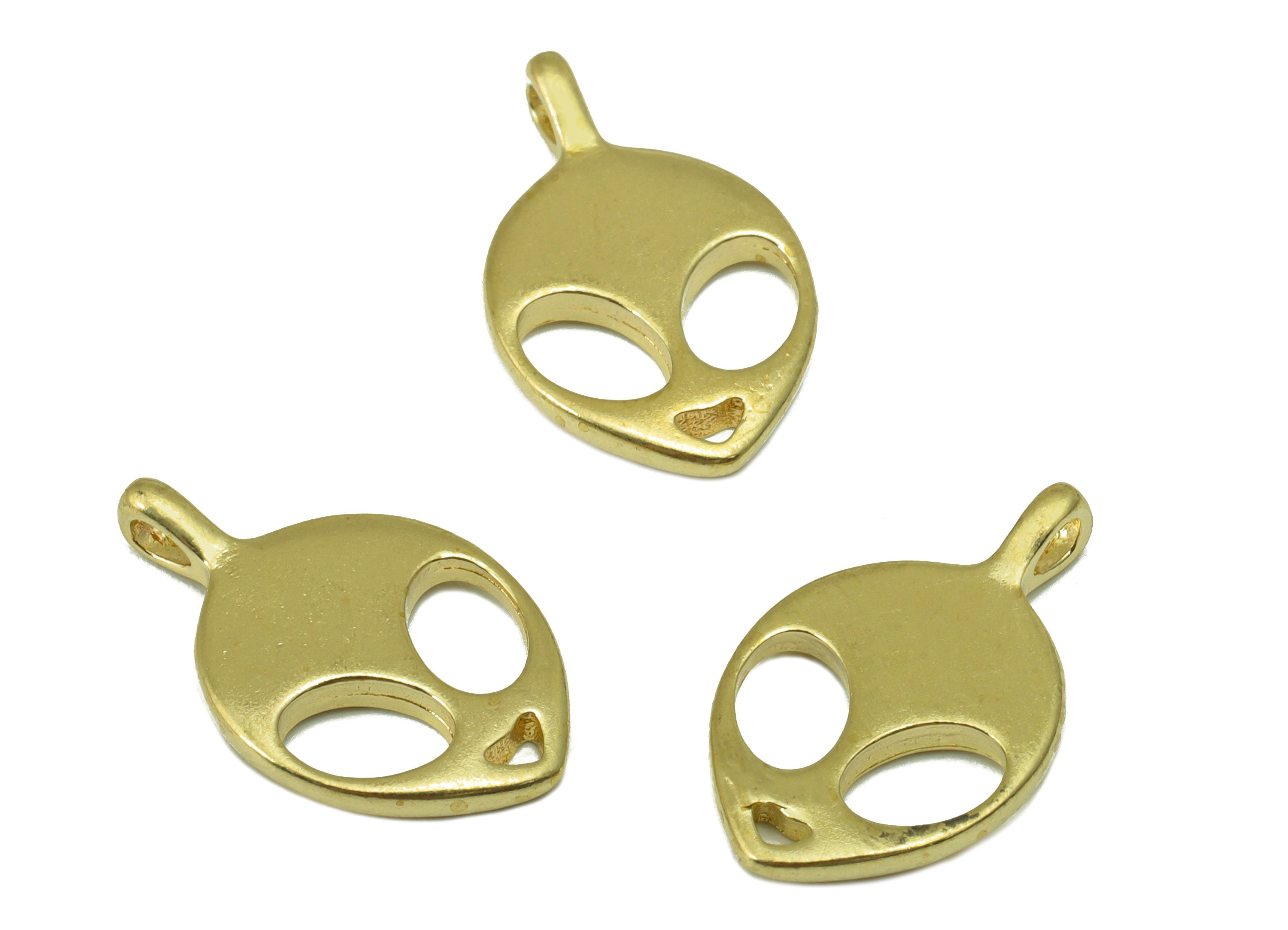 Brass Alien Charm - Raw Brass Grimace Pendant -Alien Earring Charm - For Necklace -For Bracelet -19.24 x 11.76 x 1.62mm - PP8535 - DOMEDBAZAAR