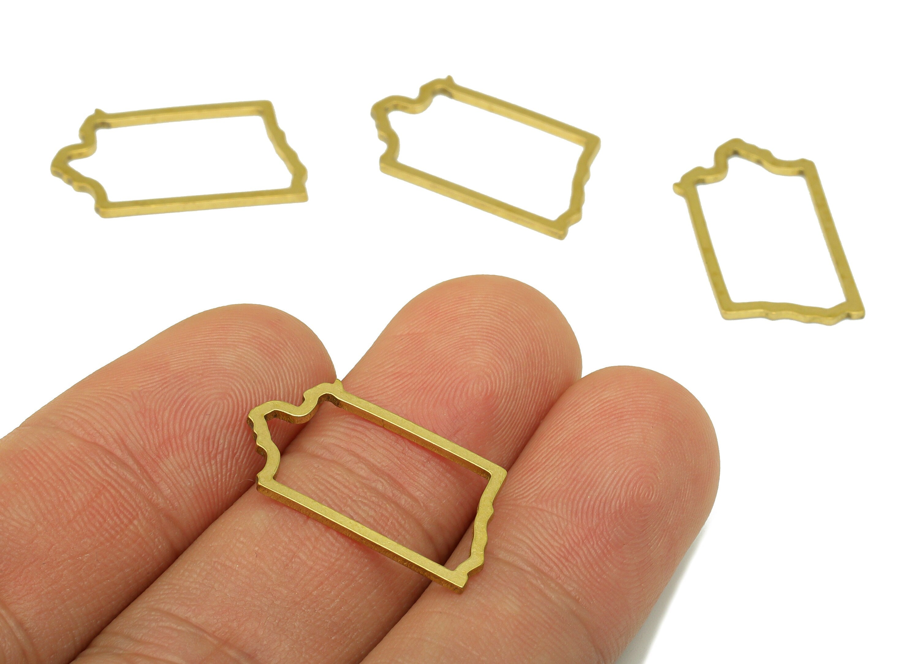 Brass Lowa State Charm - Raw Brass Textured Lowa State Pendant - Frame Earring Charm -State Charm - For Necklace - 24x13.39x 0.96mm- PP8542 - DOMEDBAZAAR
