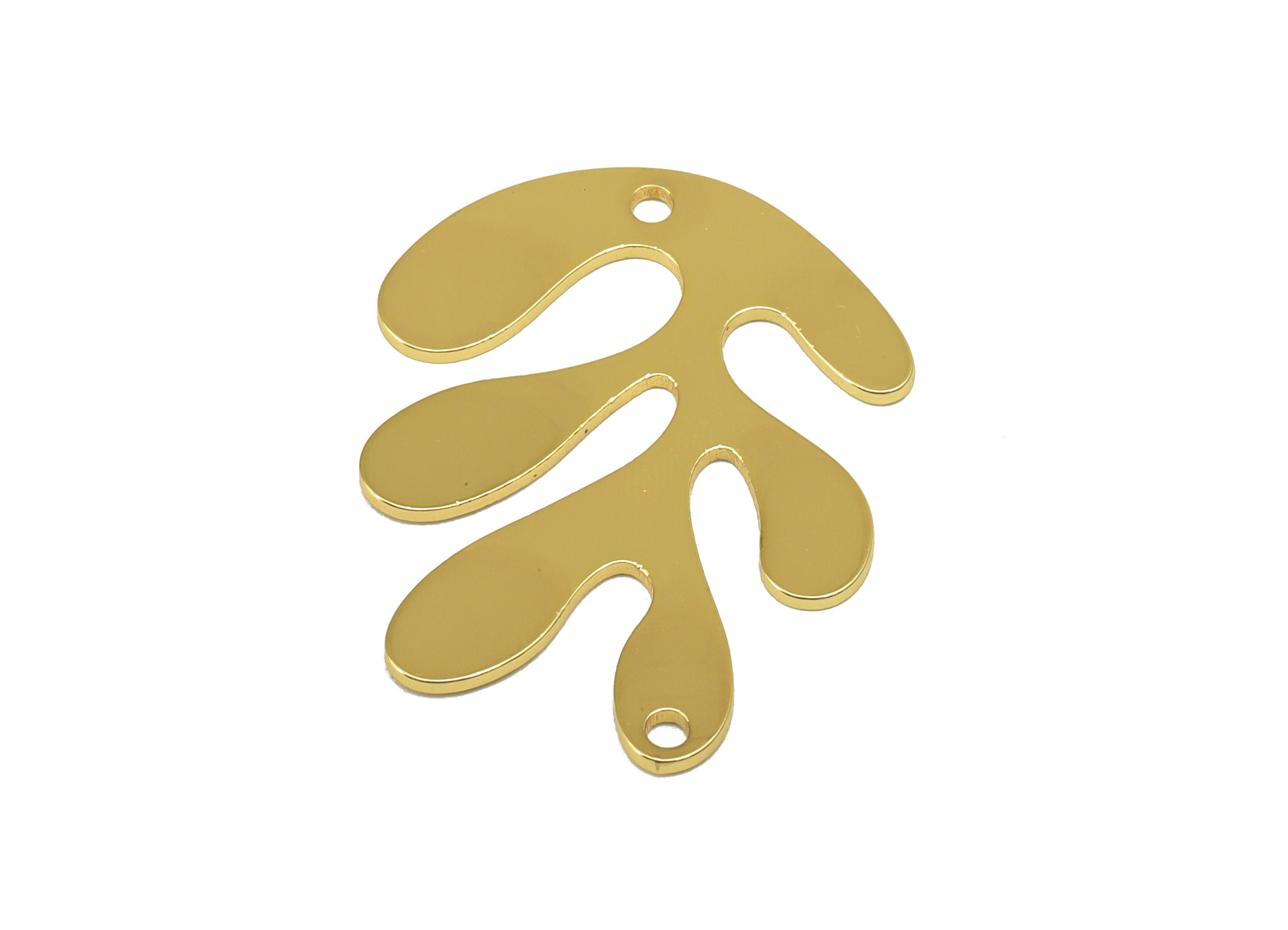 Brass Leaf Connector - Gold Leaf Earring Charm - Brass Botanical - For Necklace -Earring Connector- 18K Real Gold Plated -26x20x1mm-RGP6587G - DOMEDBAZAAR