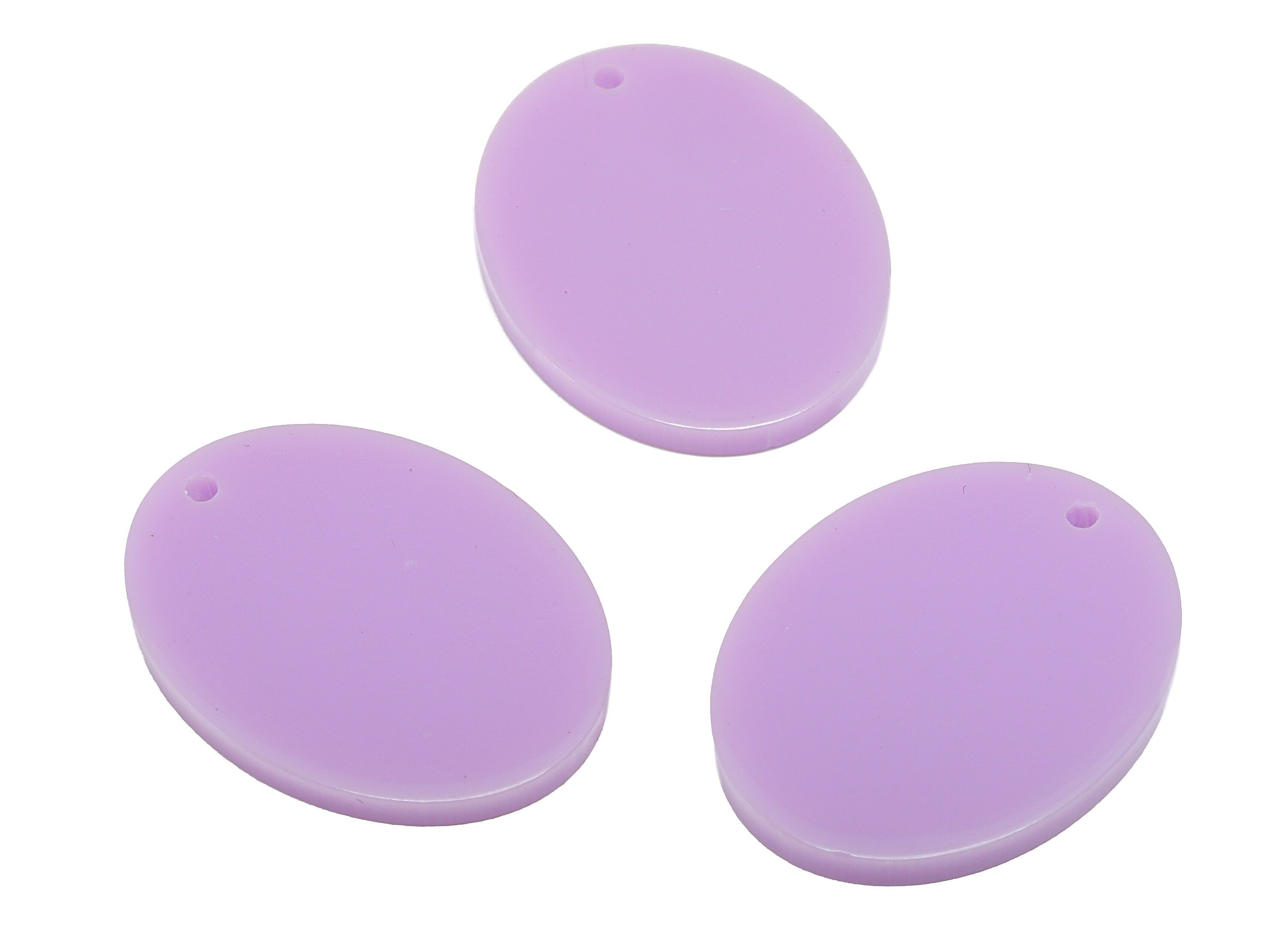 Acrylic Earring Charms - Solid Purple Ellipse Earring Charm - Oval Pendant - Earring Finding - Color Code: A675 - 25.8x19.8x2mm- AC1327-A675 - DOMEDBAZAAR