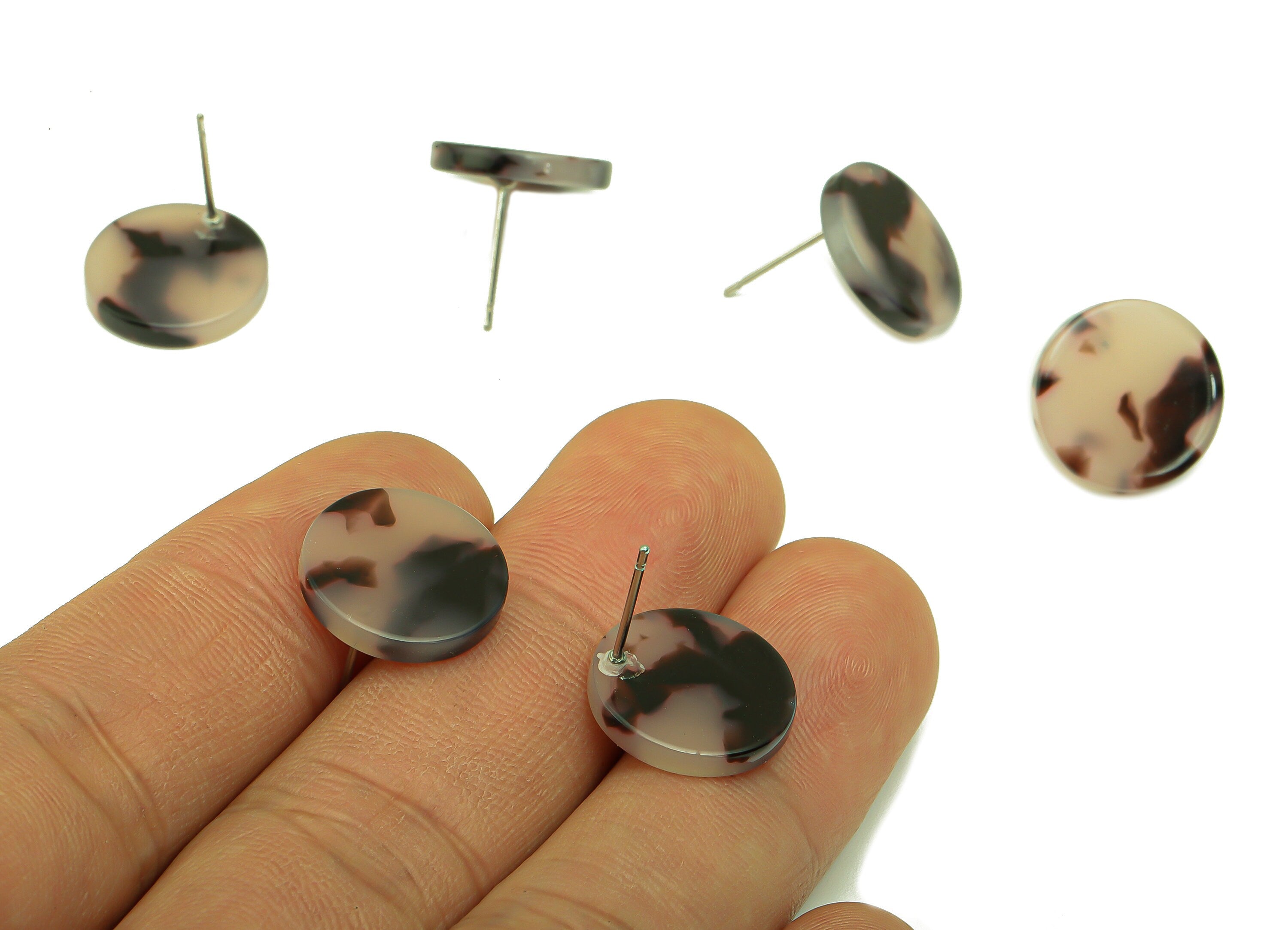 Acetate Mini Round Earring Stud - Circle Earring Post - Earring Post - Jewelry Supplies - Color Code: A06- 14.66x14.66x2.58mm - AC1812-A06 - DOMEDBAZAAR
