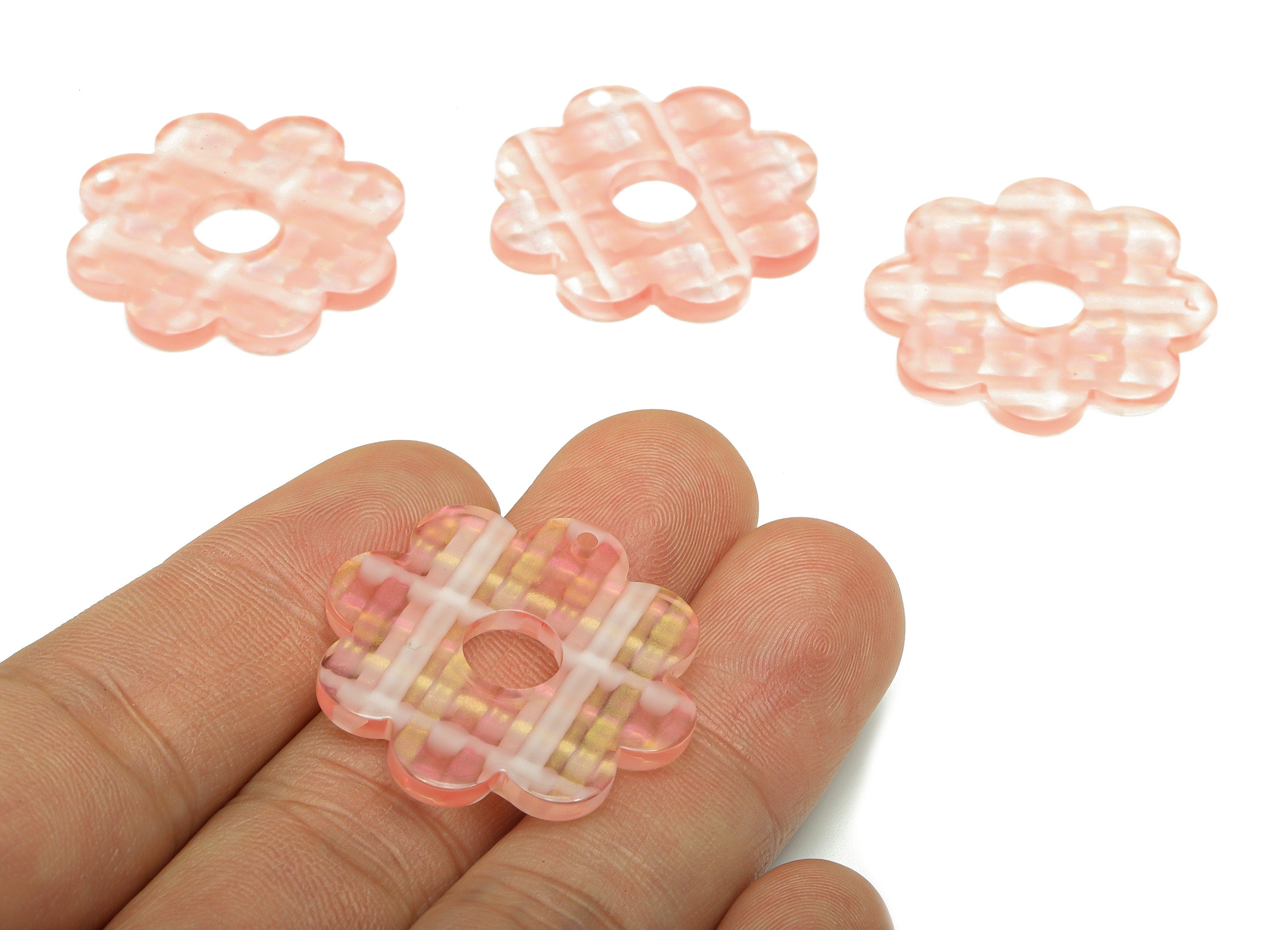 Acetate Flower Earring Charms - 1 hole - Flower Pendant Findings - Jewelry Making Supplies - Color Code: A907 - 30.1x30x2.5mm - AC2375-A907 - DOMEDBAZAAR