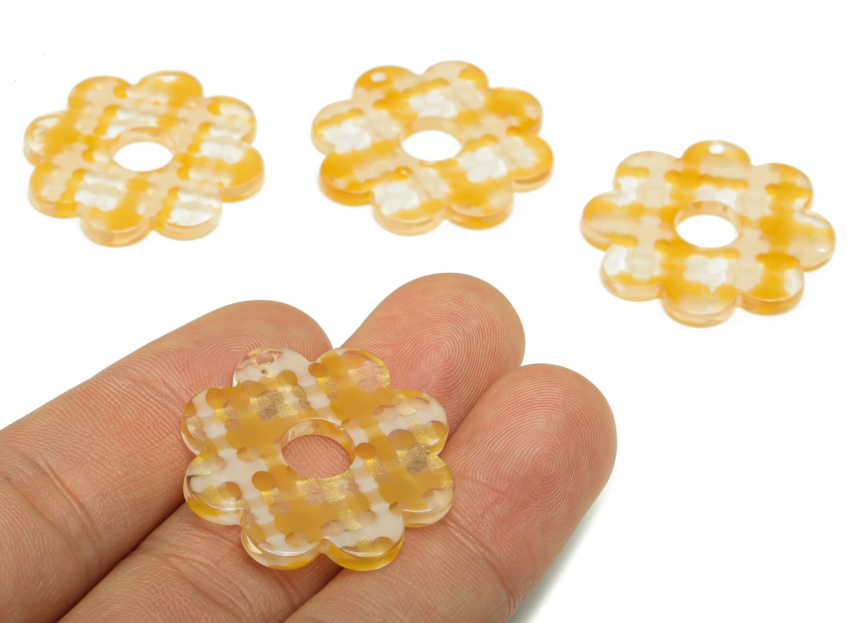 Acetate Flower Earring Charms - 1 hole - Flower Pendant Findings - Jewelry Making Supplies - Color Code: A908 - 30.1x30.1x2mm - AC2375-A908 - DOMEDBAZAAR