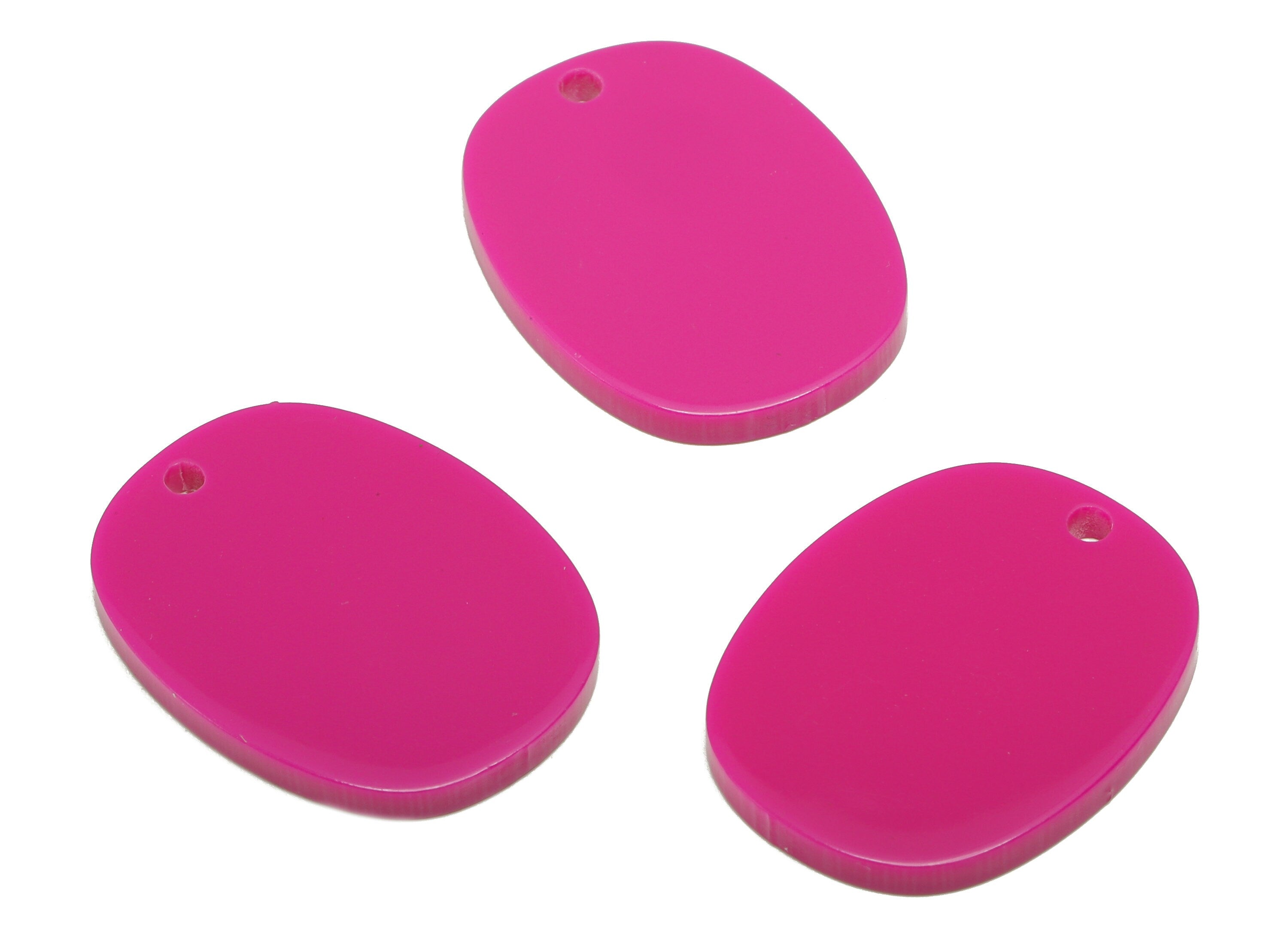Acrylic Oval Earring Charms - Oval Pink Pendant - Fushia Color - Jewelry Supplies - Color Code: A676 - 26.25x 20.08 x 2.4mm- AC1158-A676 - DOMEDBAZAAR