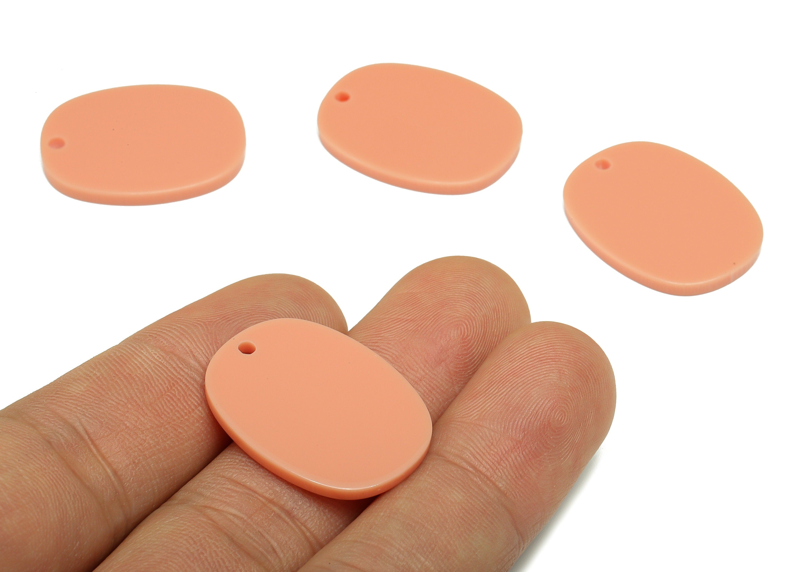 Acrylic Oval Earring Charms - Oval Pink Pendant - Earring Findings - Jewelry Supplies - Color Code: A346 - 26.24x 20.28x 2.24mm- AC1158-A346 - DOMEDBAZAAR