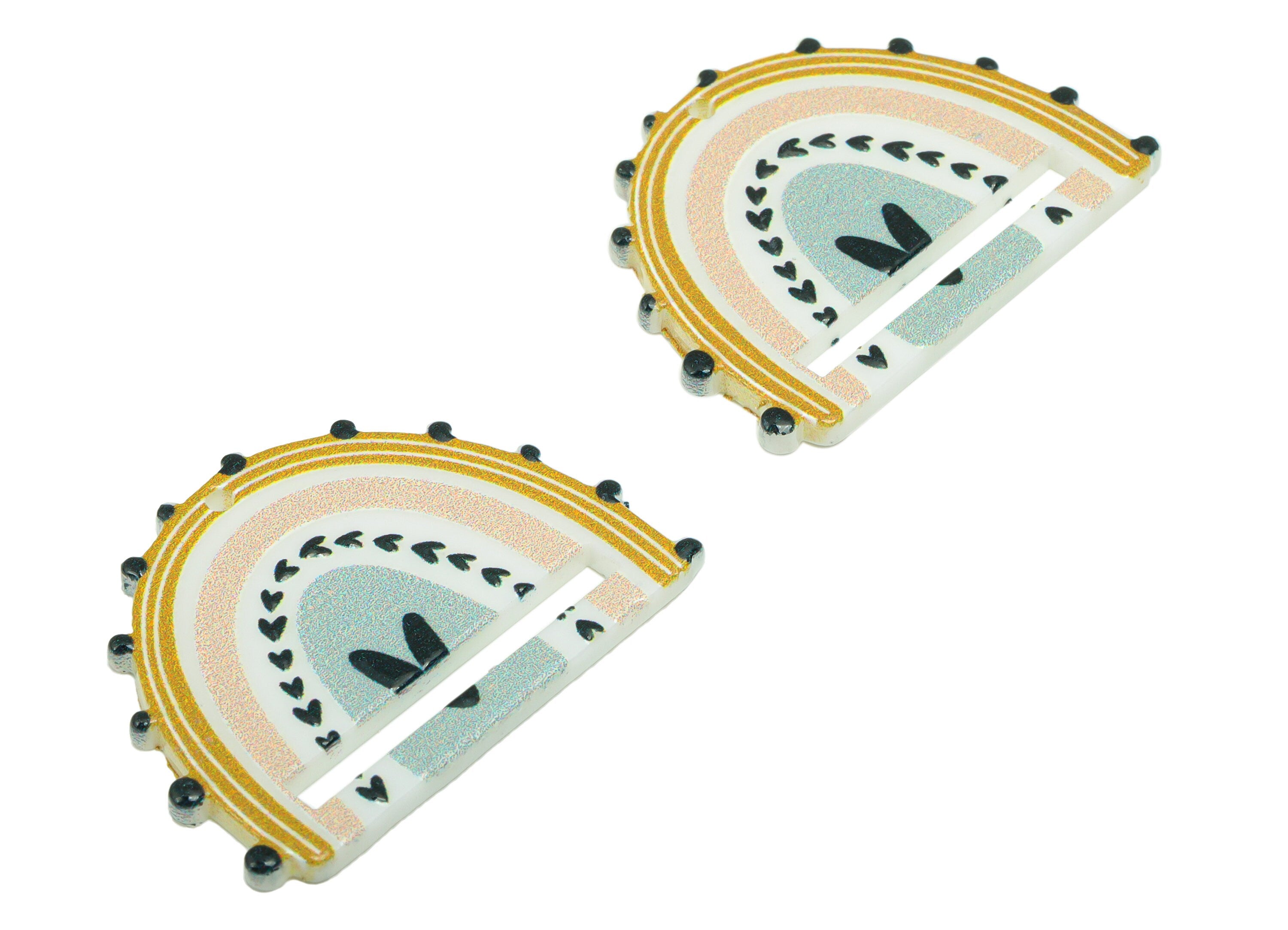 Domed Macrame Acrylic Charm - Acrylic Rainbow Scottish Earring Charm - Scoth Plaid - Jewelry Making Supplies - 28x 37.63 x 2.46mm - AC2589A - DOMEDBAZAAR