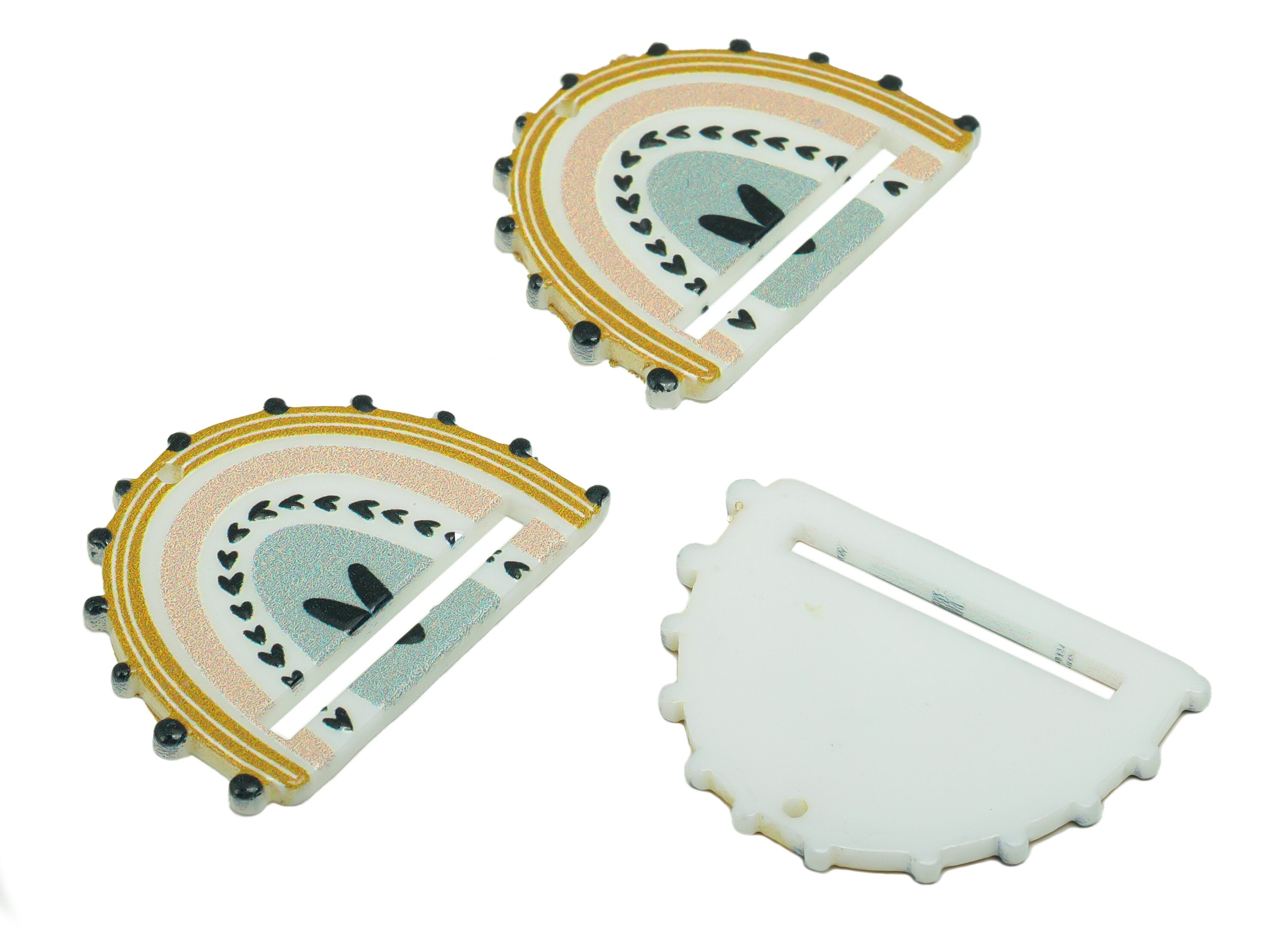 Domed Macrame Acrylic Charm - Acrylic Rainbow Scottish Earring Charm - Scoth Plaid - Jewelry Making Supplies - 28x 37.63 x 2.46mm - AC2589A - DOMEDBAZAAR