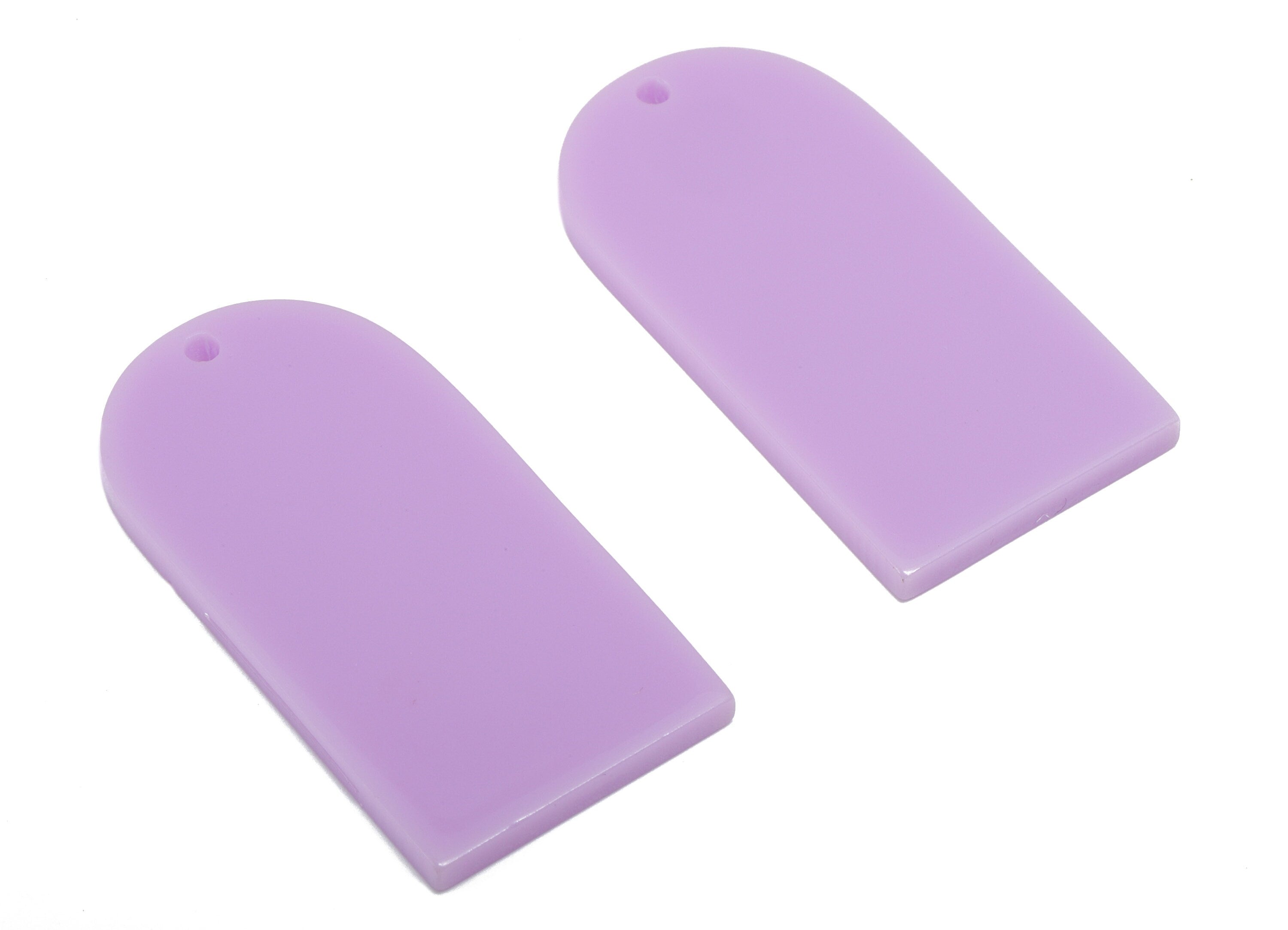 Acrylic Long D Earrings Charm - Acrylic Domed Purple Pendant Charms - Color Code: A675 -37.78 x 19.31 x 2mm- AC2524-A675 - DOMEDBAZAAR