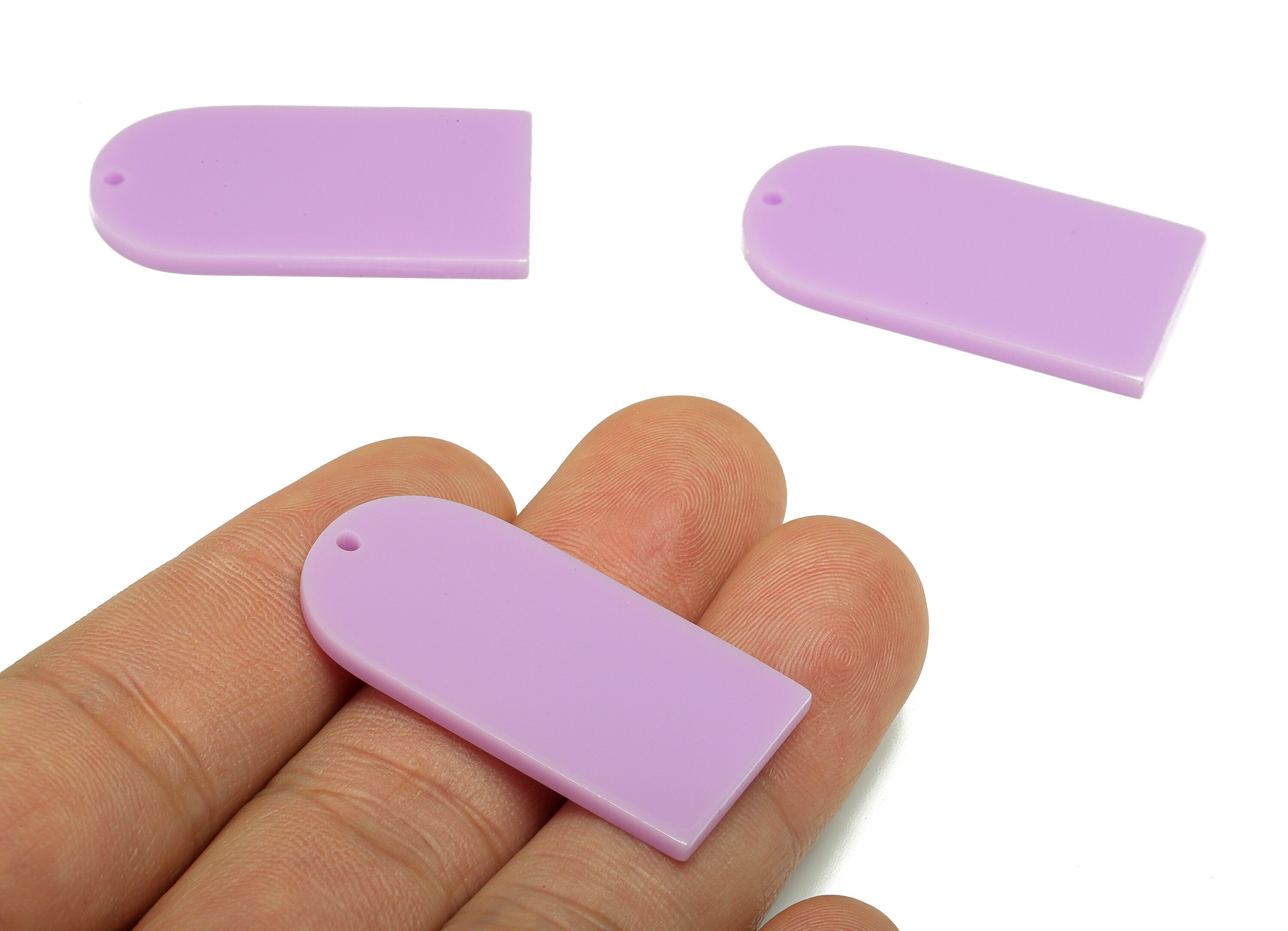 Acrylic Long D Earrings Charm - Acrylic Domed Purple Pendant Charms - Color Code: A675 -37.78 x 19.31 x 2mm- AC2524-A675 - DOMEDBAZAAR