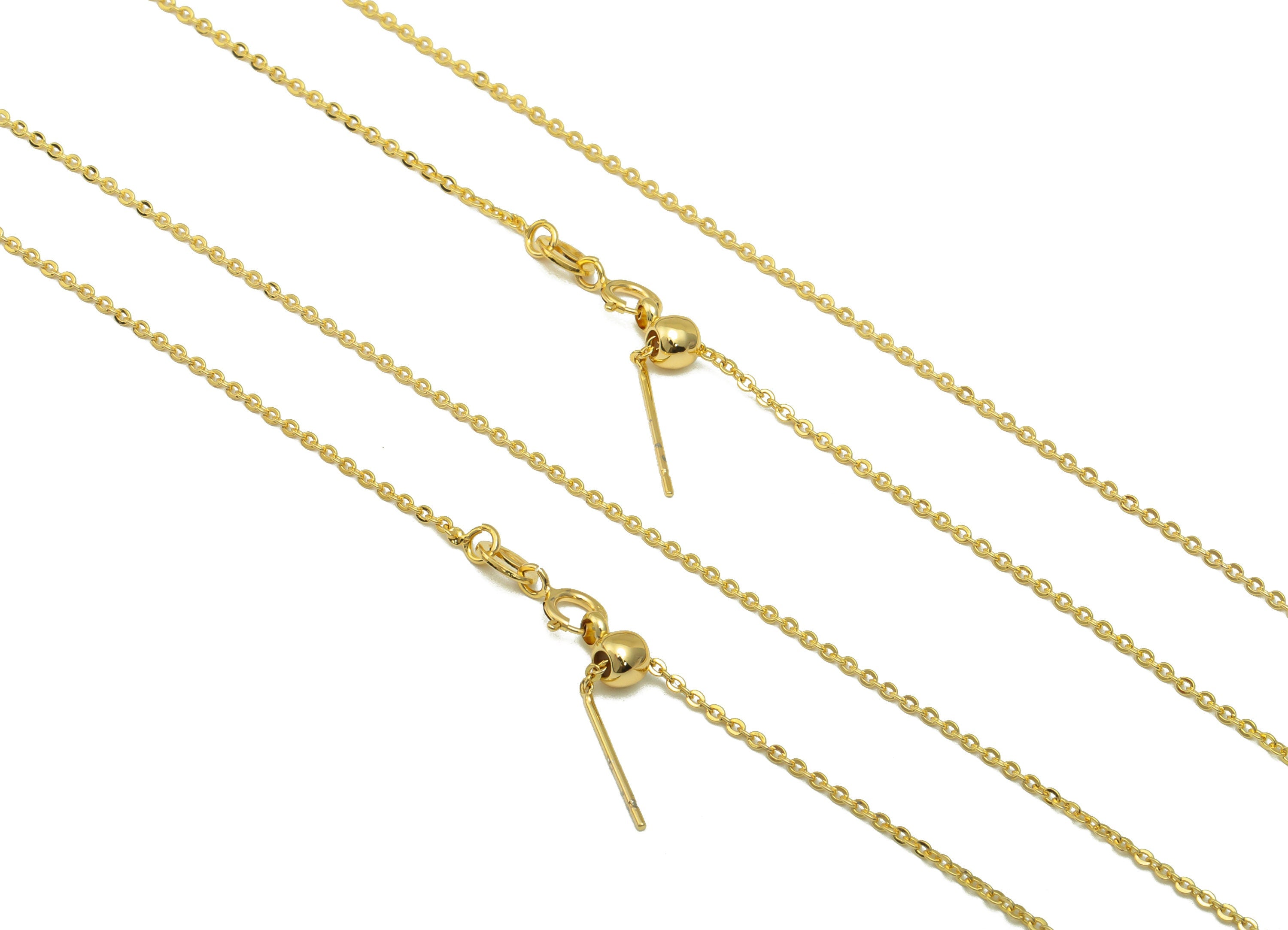 Brass Cable Chain - Finished Cable Chain - 48cm Flat Cable Chain - 18K Real Gold Plated Brass - Cable Chain - 5.71x 7.64x 0.94mm - RGP6434 - DOMEDBAZAAR