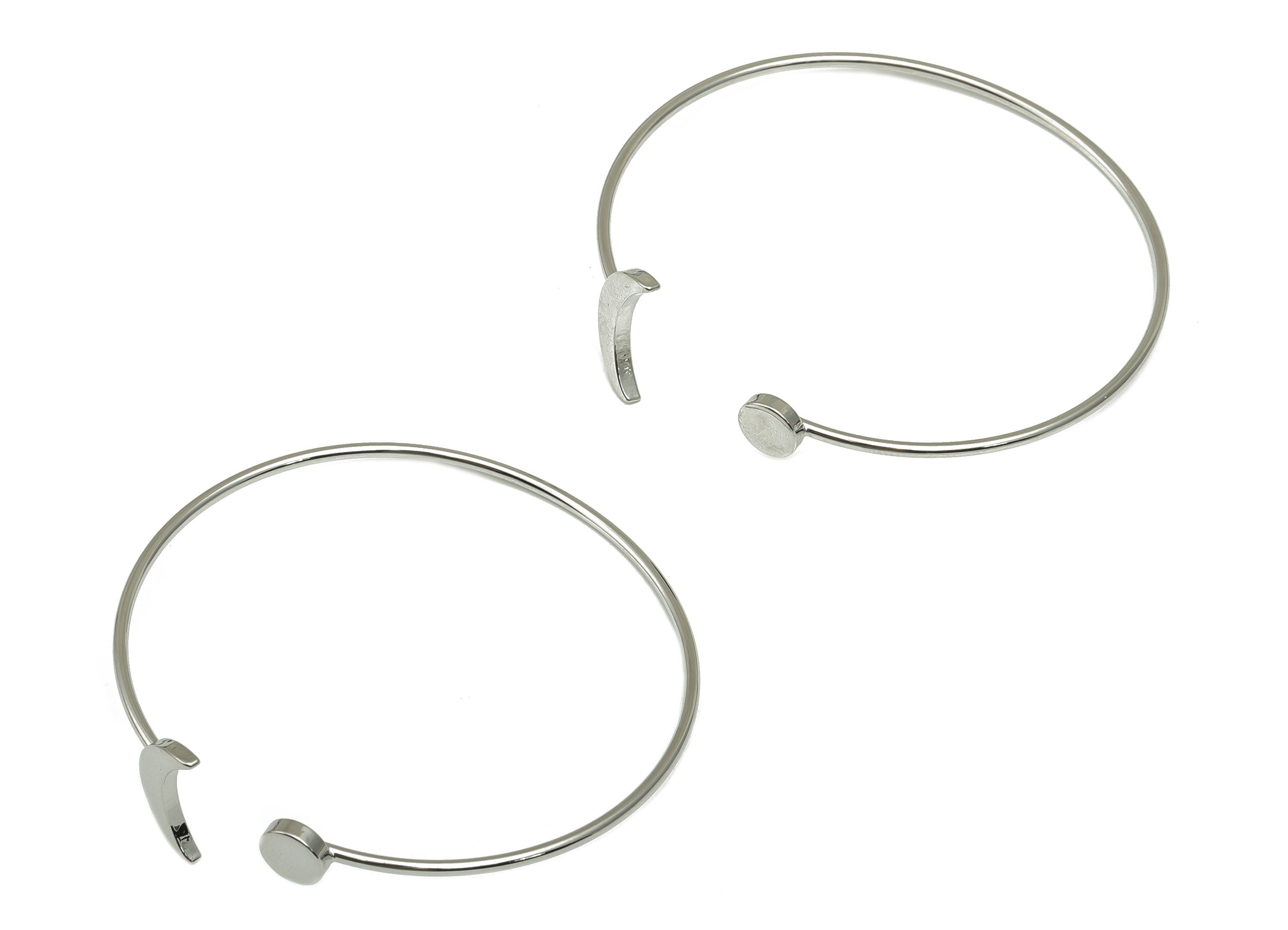 Brass Silver Wire Bracelet - Crescent Wire Bracelet -Crescent Bracelet- Adjustable Bracelet - 18K White Real Gold Plated-61x60x1mm- RGP6586S - DOMEDBAZAAR