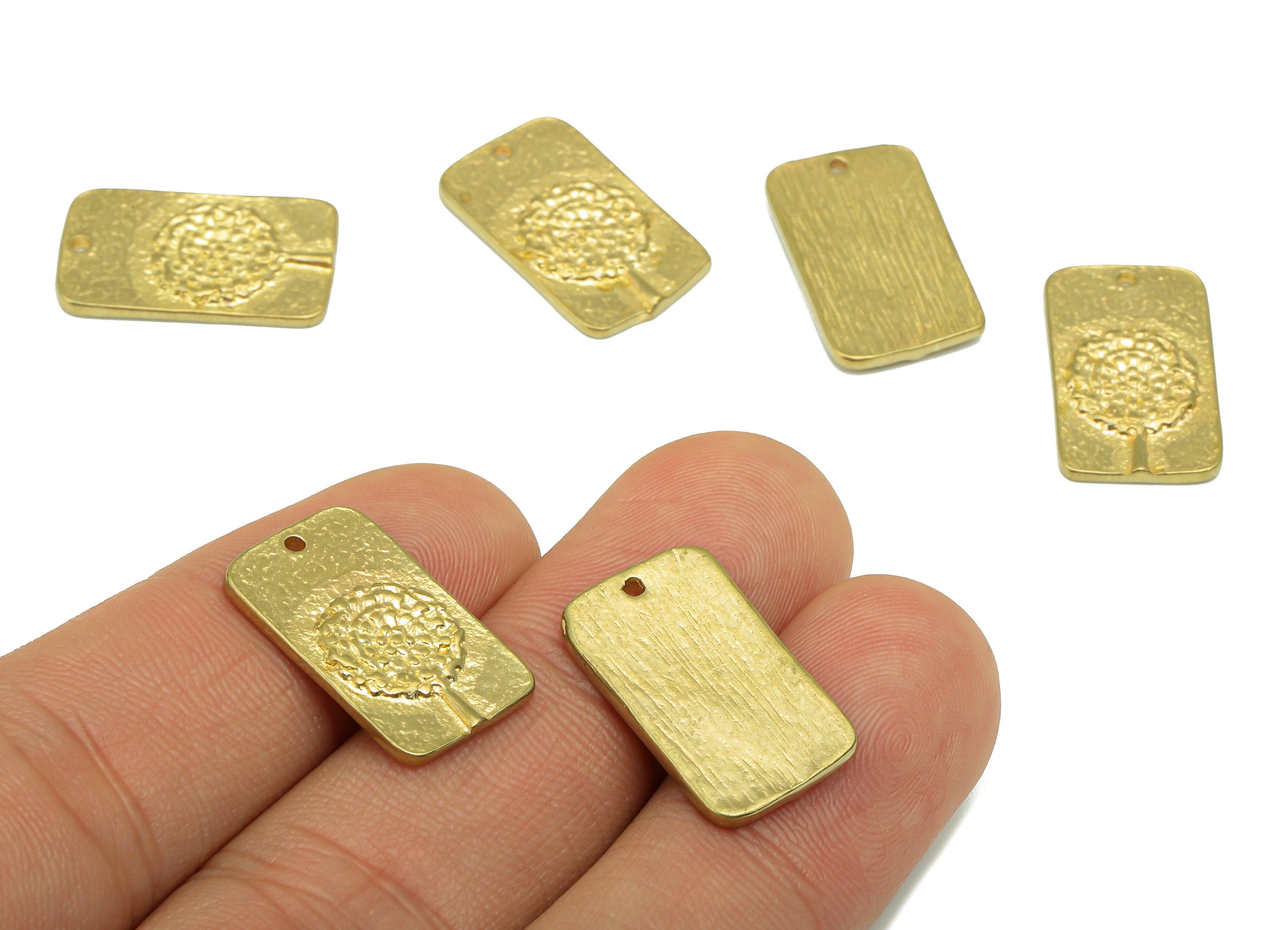 Brass Retangle Pendant -Dandelion Flower Charms - Raw Brass -Dandelion Earring Charms - Jewelry Supplies -21 x 12x 1.92mm-PP8462 - DOMEDBAZAAR