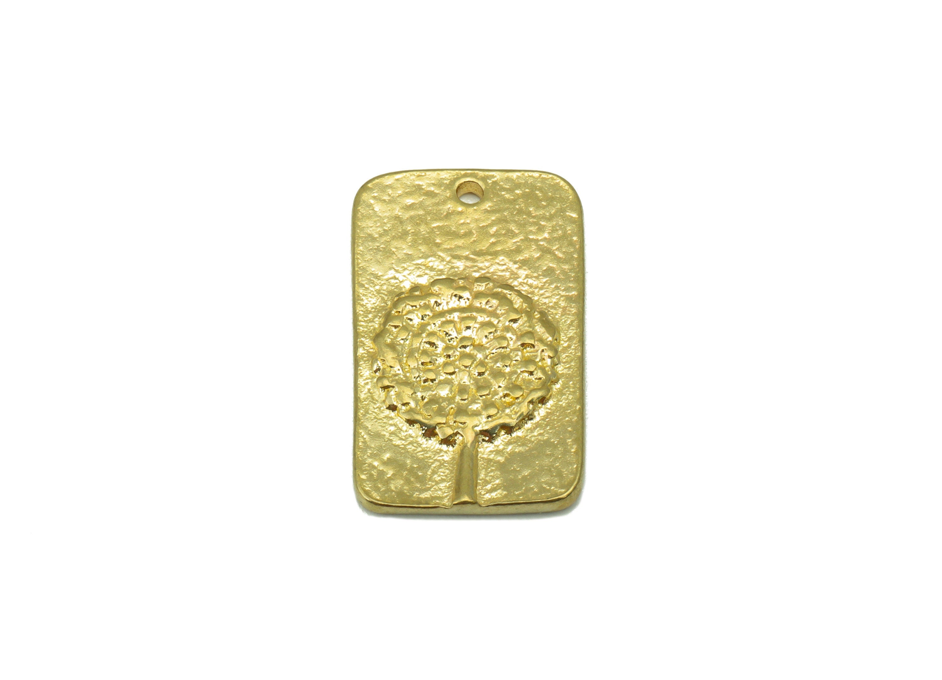 Brass Retangle Pendant -Dandelion Flower Charms - Raw Brass -Dandelion Earring Charms - Jewelry Supplies -21 x 12x 1.92mm-PP8462 - DOMEDBAZAAR