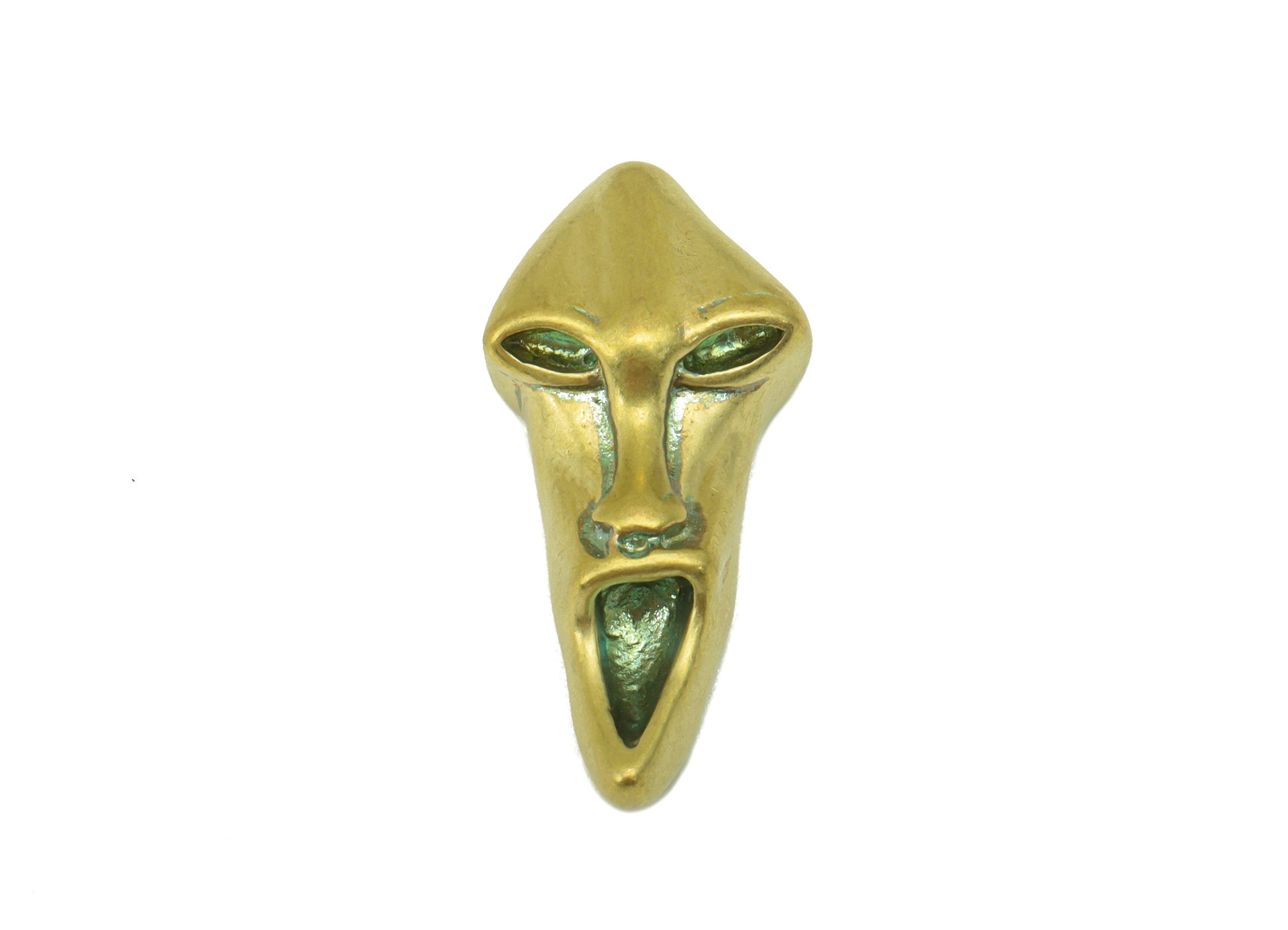Brass Anomalous Face Pendant -Alien Charm -Figure Charm - For Necklace - Jewelry Supplies -29x 13 x 1.32mm-PP8461 - DOMEDBAZAAR