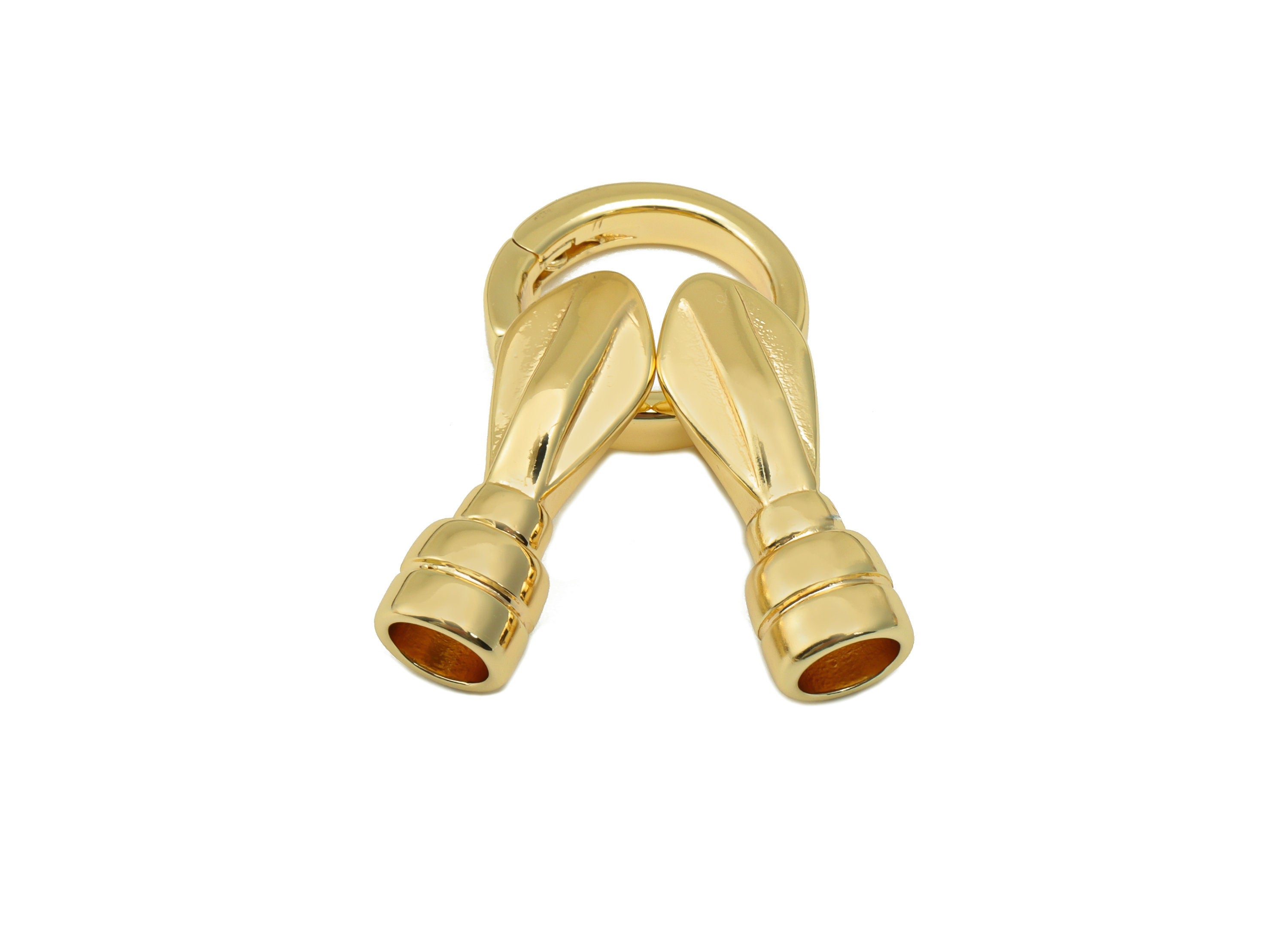 Brass Round Carabiner - Brass Round Hoop Clasp - For Necklaces And Bracelet - 18K Real Gold Plating Brass - 37.35x18.66x 2.27mm - RGP6540 - DOMEDBAZAAR