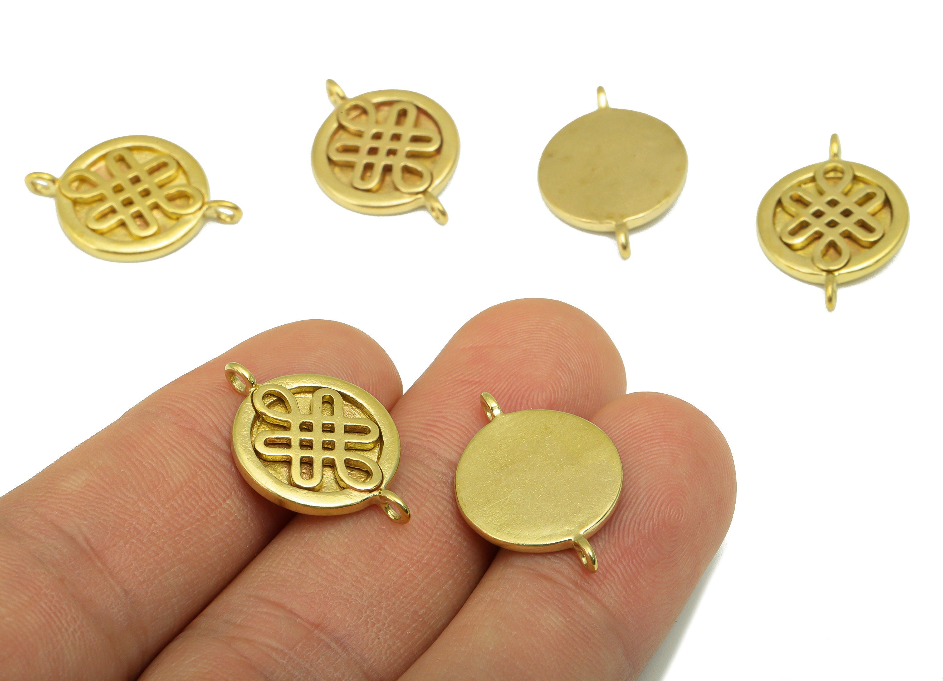 Brass Round Earring Charm - Brass Chinese Knot Connector - For Bracelet - Jewelry Making Supplies - 22x 14.x 1.91mm -PP8487 - DOMEDBAZAAR