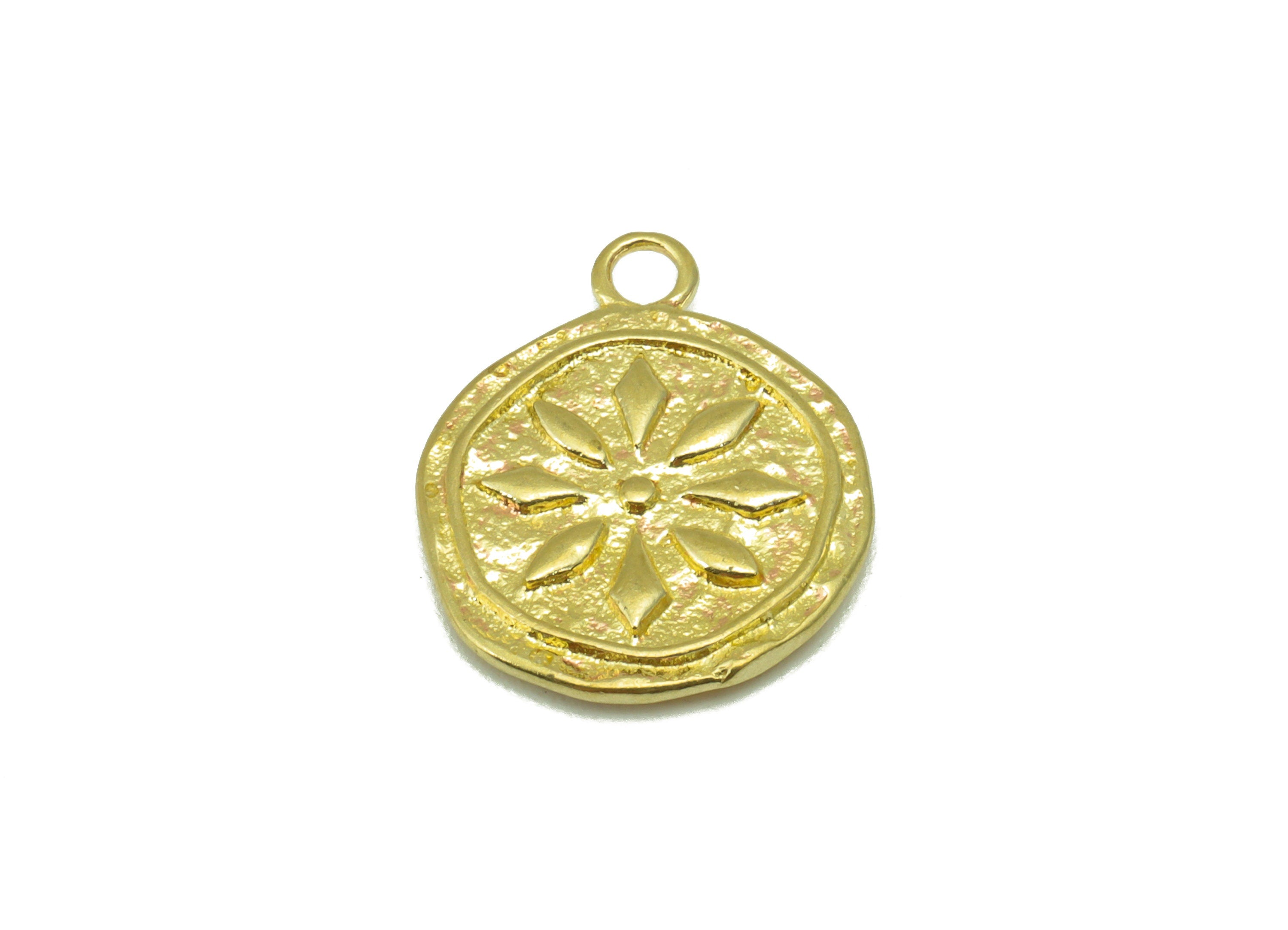 Brass Round Earring- Raw Brass - Bent Round Flower Charm- Earring Pendant -- Jewelry Supplies - 17x 13x 1.69mm PP8488 - DOMEDBAZAAR