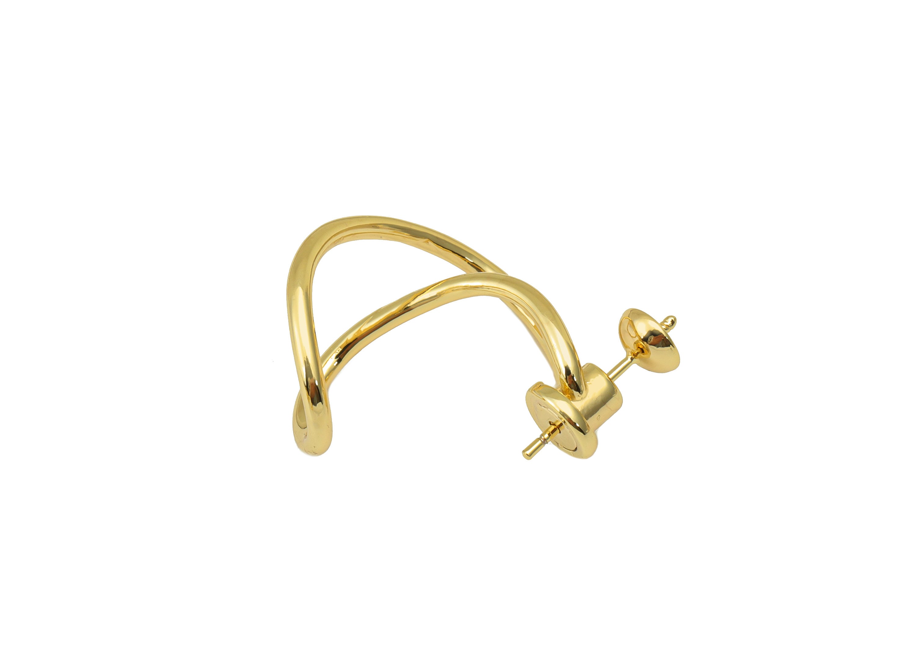 Brass Twisted 8 Earring Stud - Spiral Earring Posts - Bent Hoop Earring Stud - Wire Earring- 18K Real Gold Plated - 28x19x2mm- RGP6412 - DOMEDBAZAAR