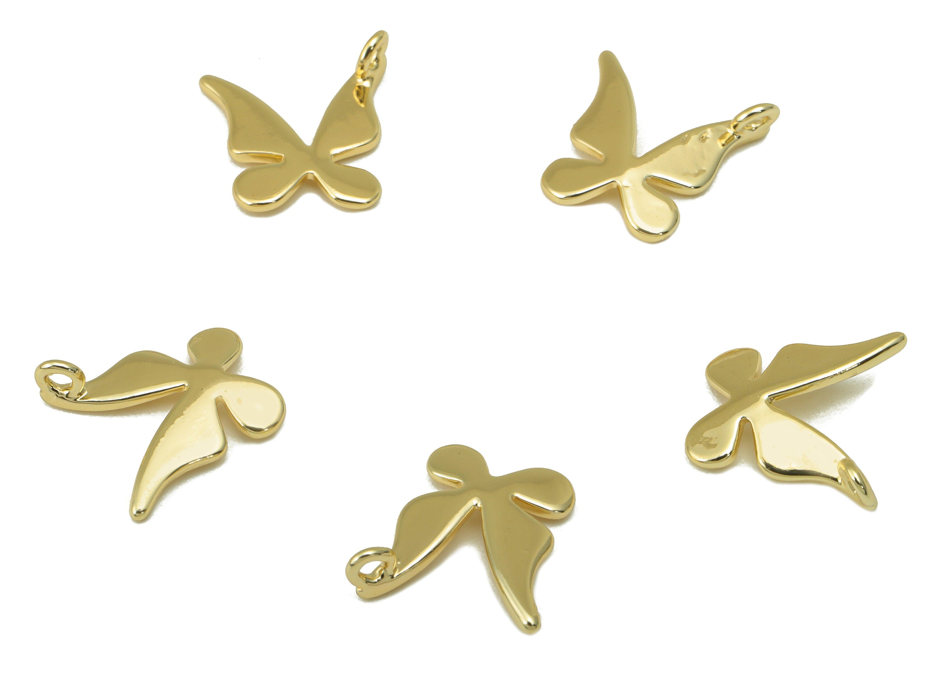 Brass Butterfly Charm - Brass Mini Butterfly Charm- Animal Earring Charm - For Necklace - 18K Real Gold Plated - 10.66x 9.9x 1.01mm- RGP6248 - DOMEDBAZAAR