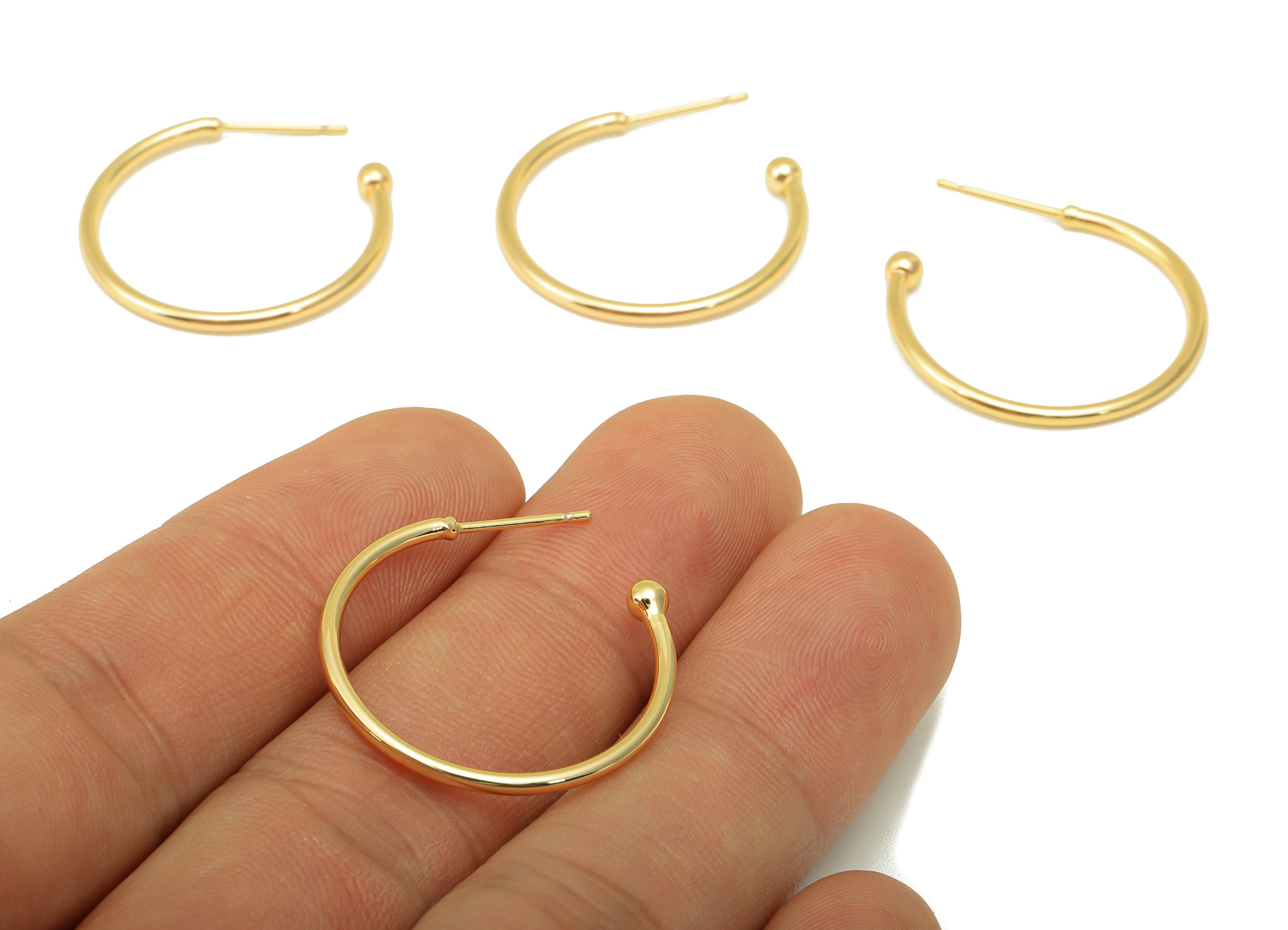 Brass Open Circle Earrings Studs - Brass Ring Earring Post - Open Hoop Earring Wire - 18K Real Gold Plated -28.9x25.03x 1.56mm- RGP6341 - DOMEDBAZAAR