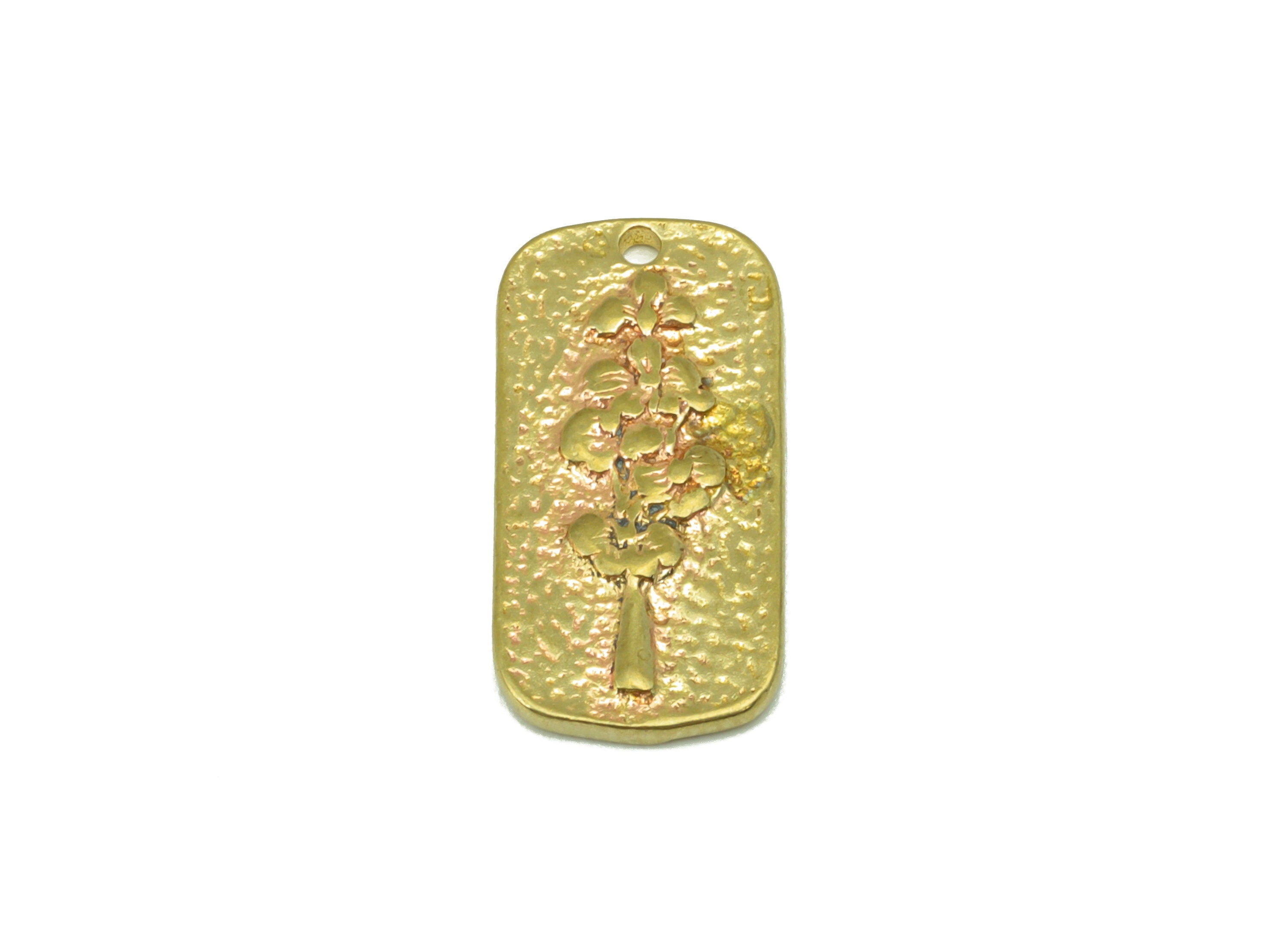 Brass Oval Rectangle Earring-Raw Brass Hammered Charm-Botanical Charms- lavernder Flower- Flower Pendant-Earring Charm -12x 10x2.78mm-PP8511 - DOMEDBAZAAR