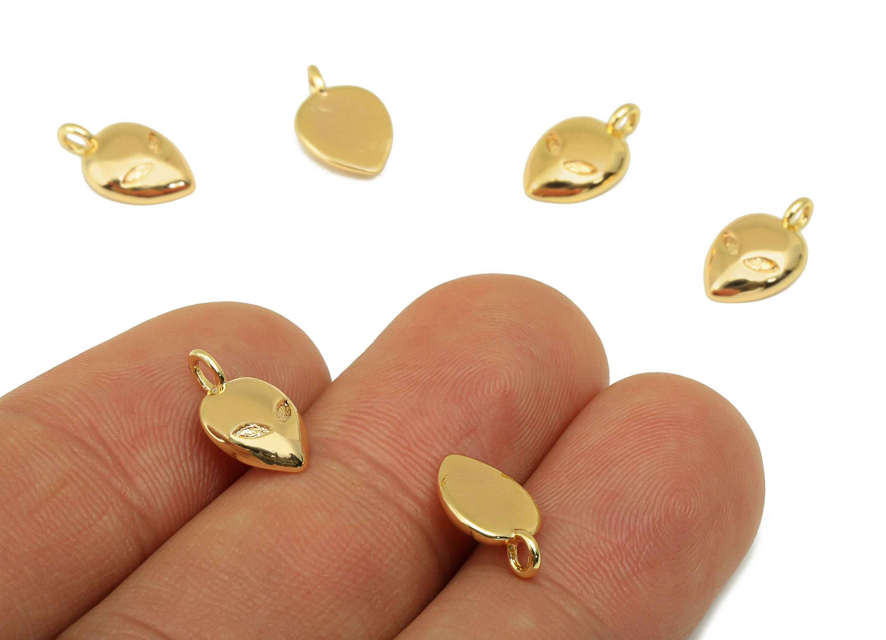 Brass Grimace Charm - Brass Mini Alien Earring Charm - Alien Earring Charm - For Necklace - 18K Real Gold Plated - 12.13x7.6x2.36mm-RGP6313 - DOMEDBAZAAR