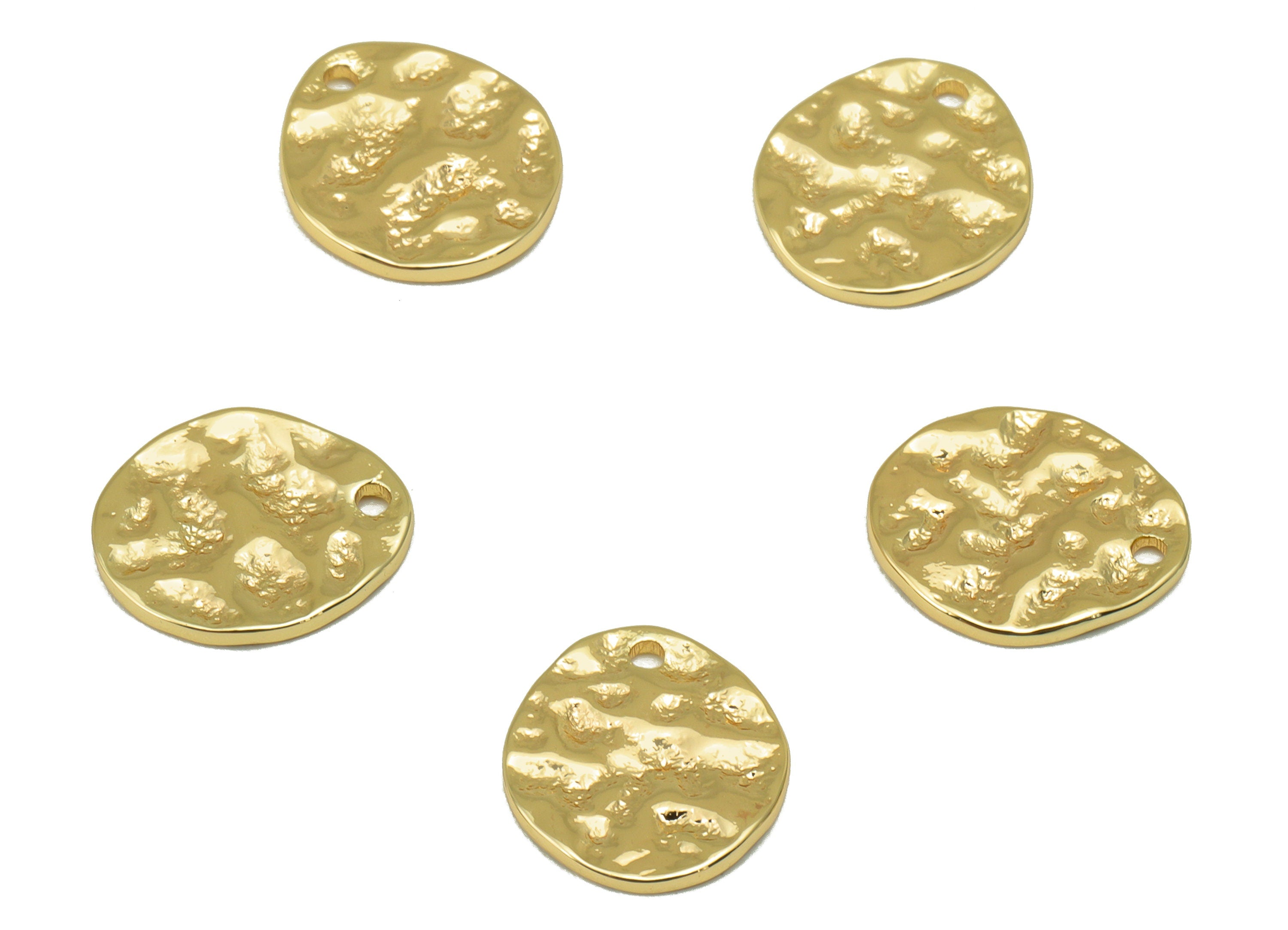 Brass Round Charm - Brass Hammered Earring Charm - Brass Whelk Seashell Charm - For Necklace - 18K Real Gold Plated -11.8x10.36x1mm-RGP6322 - DOMEDBAZAAR