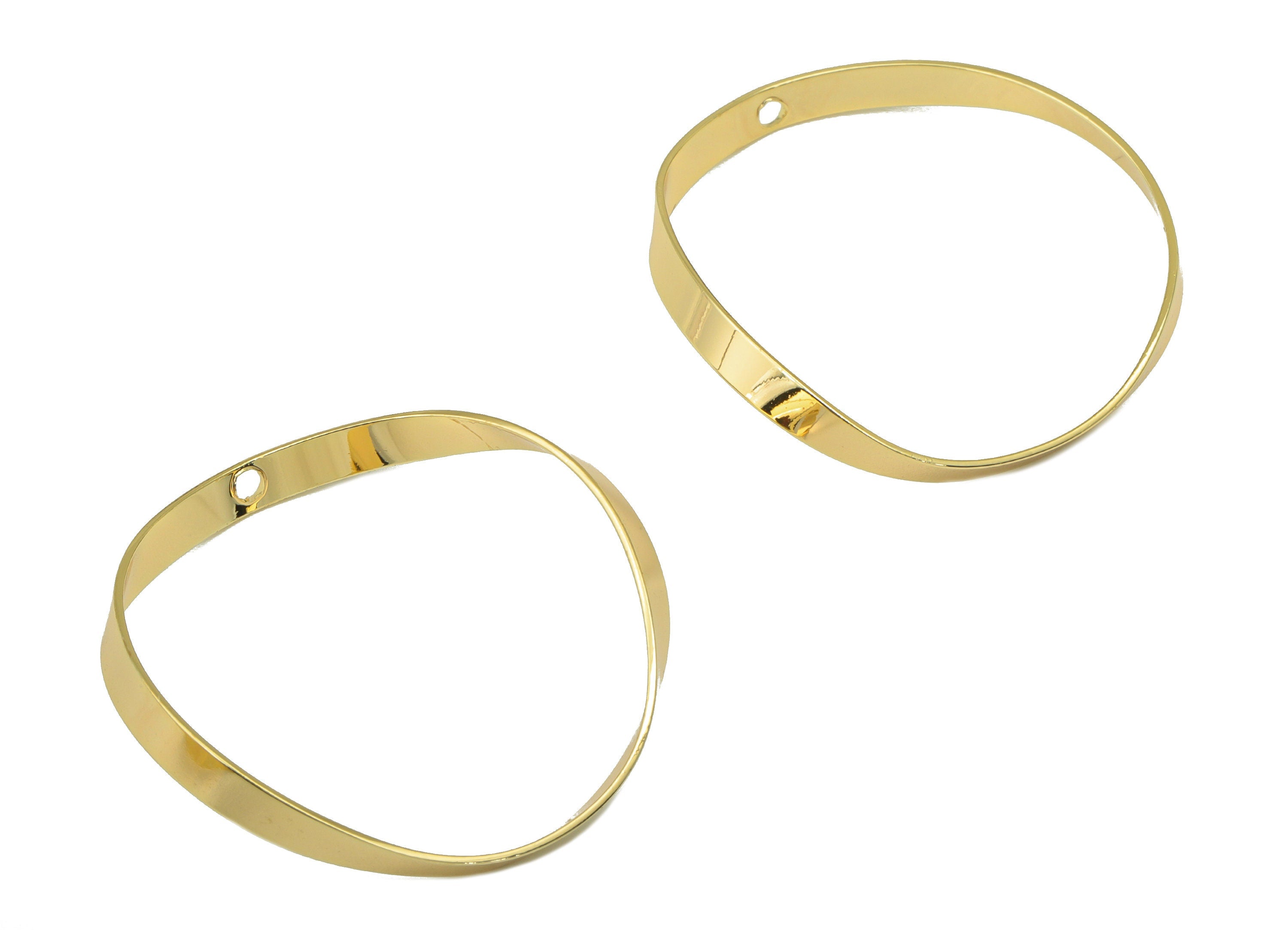 Brass Bent Hoop Charm - Brass Wavy Earring Charm - Bent Ring Earring Charm - Jewelry Making - 18K Real Gold Plated - 33x27.7x 1mm - RGP6336 - DOMEDBAZAAR