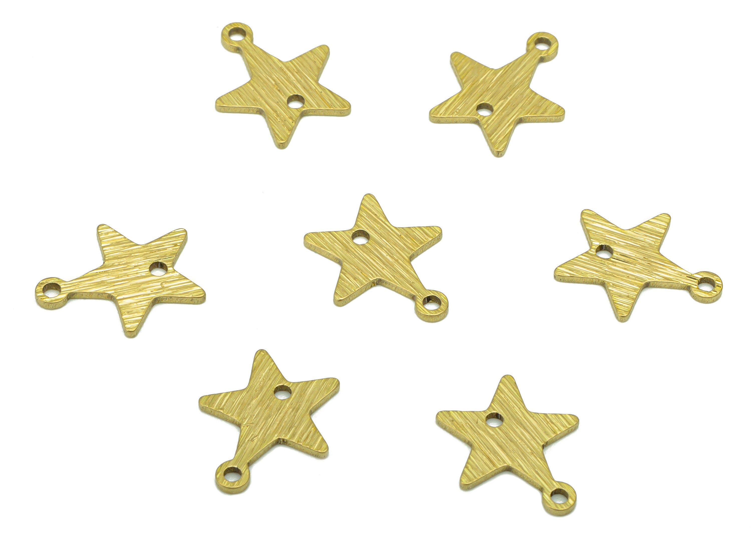 Brass Star Connector - Raw Brass Textured Charm - Earring Connector - Earring Charm - Jewellery Supplies - 11 x 9x0.77mm - PP8396 - DOMEDBAZAAR